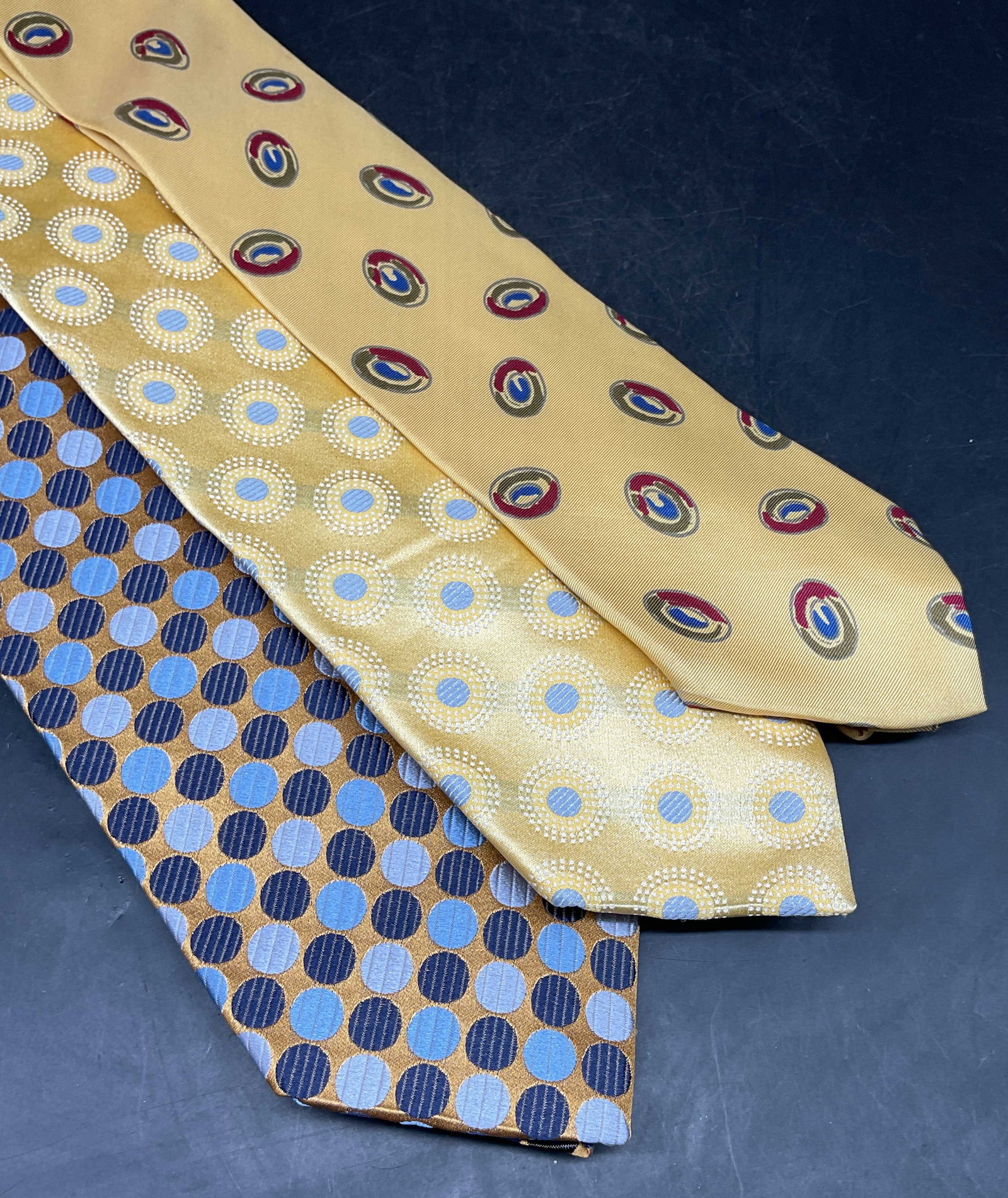 3 Fratelli Moda, Excello, Yellow Silk Ties ITALY (1 of 7)