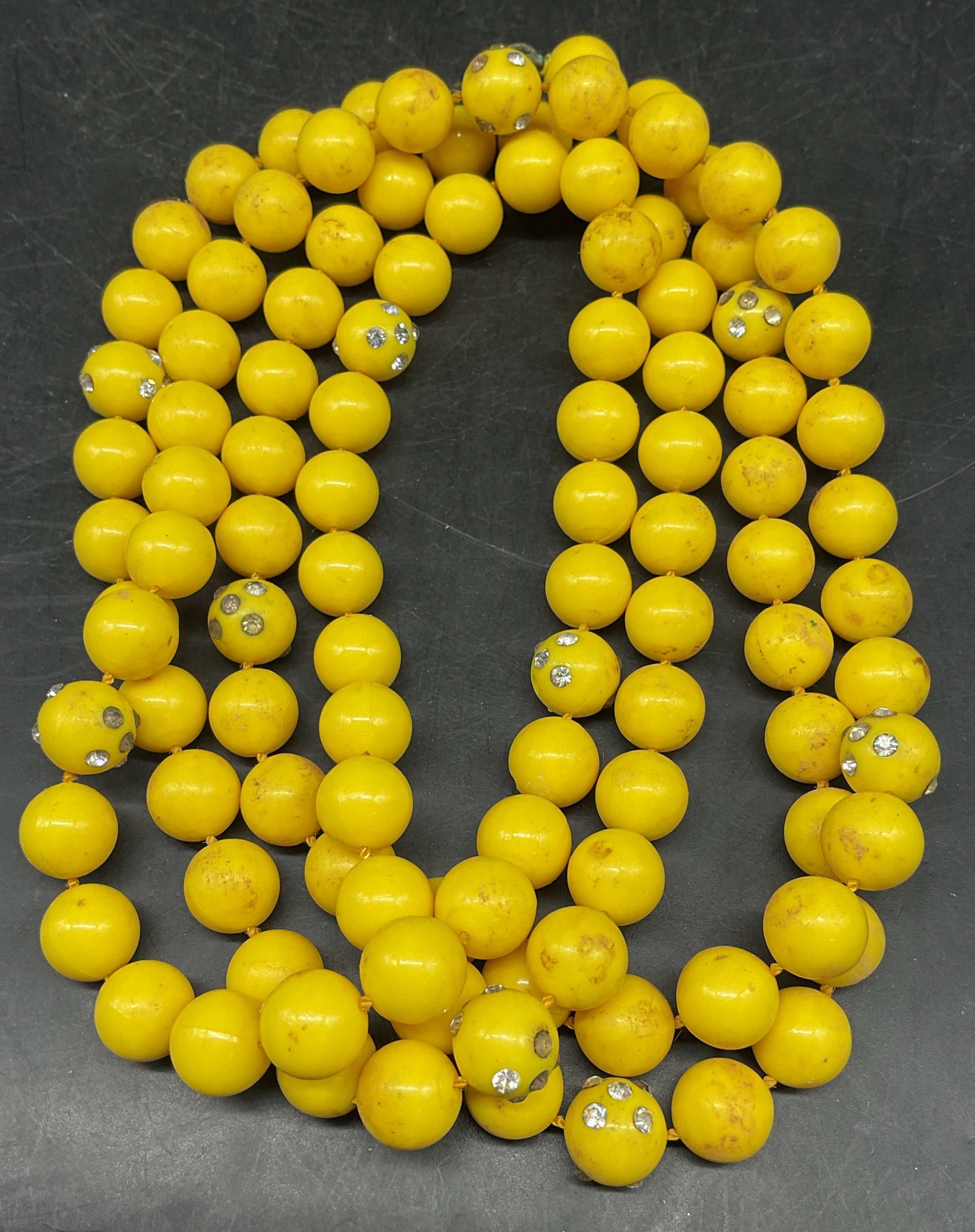 Vintage Yellow Beaded Crystal Necklace (1 of 6)