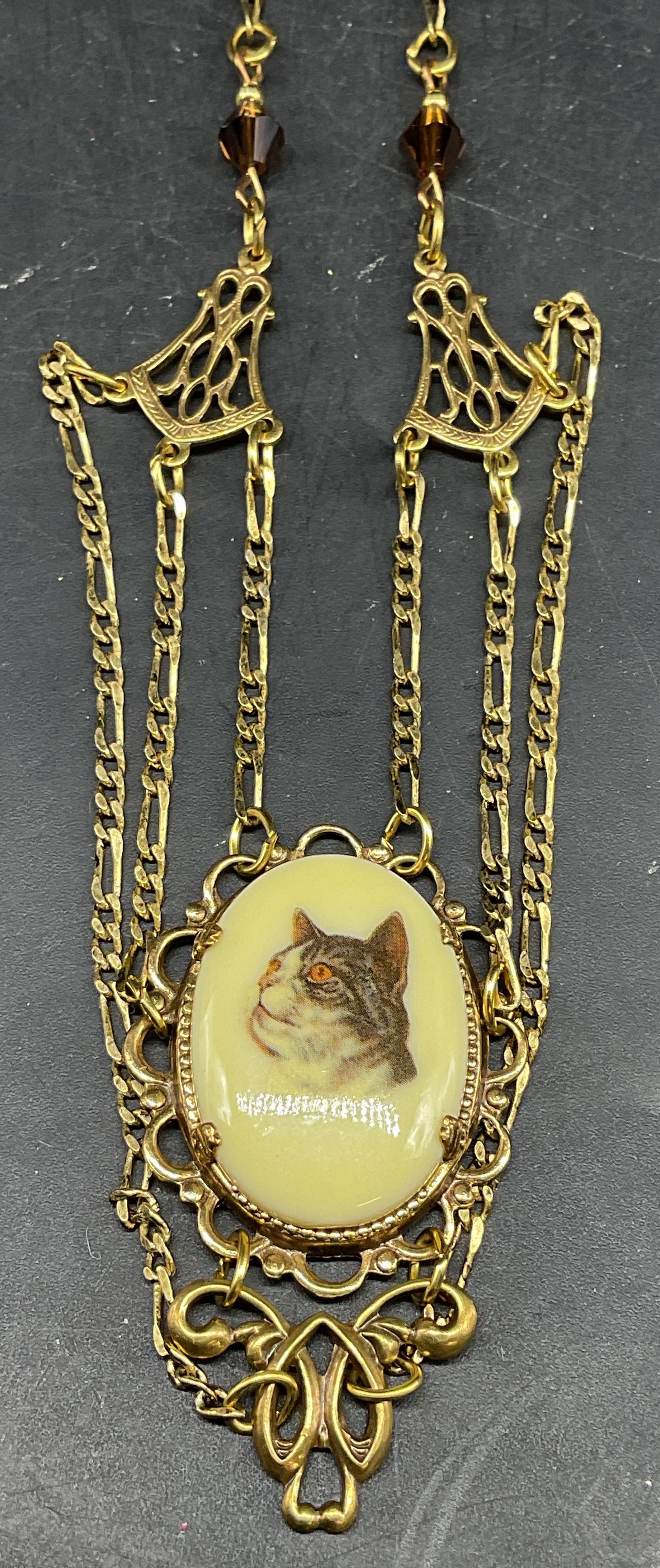 Eadie Green Gold Tone Cat Pendant Necklace (1 of 6)