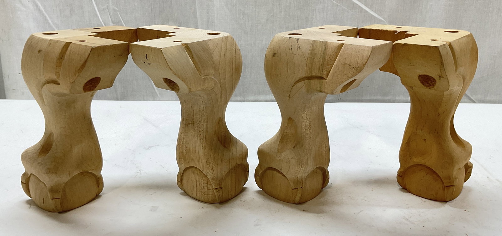 Set 4 Carved Wood Bull & Claw Furniture Feet (1 of 6)