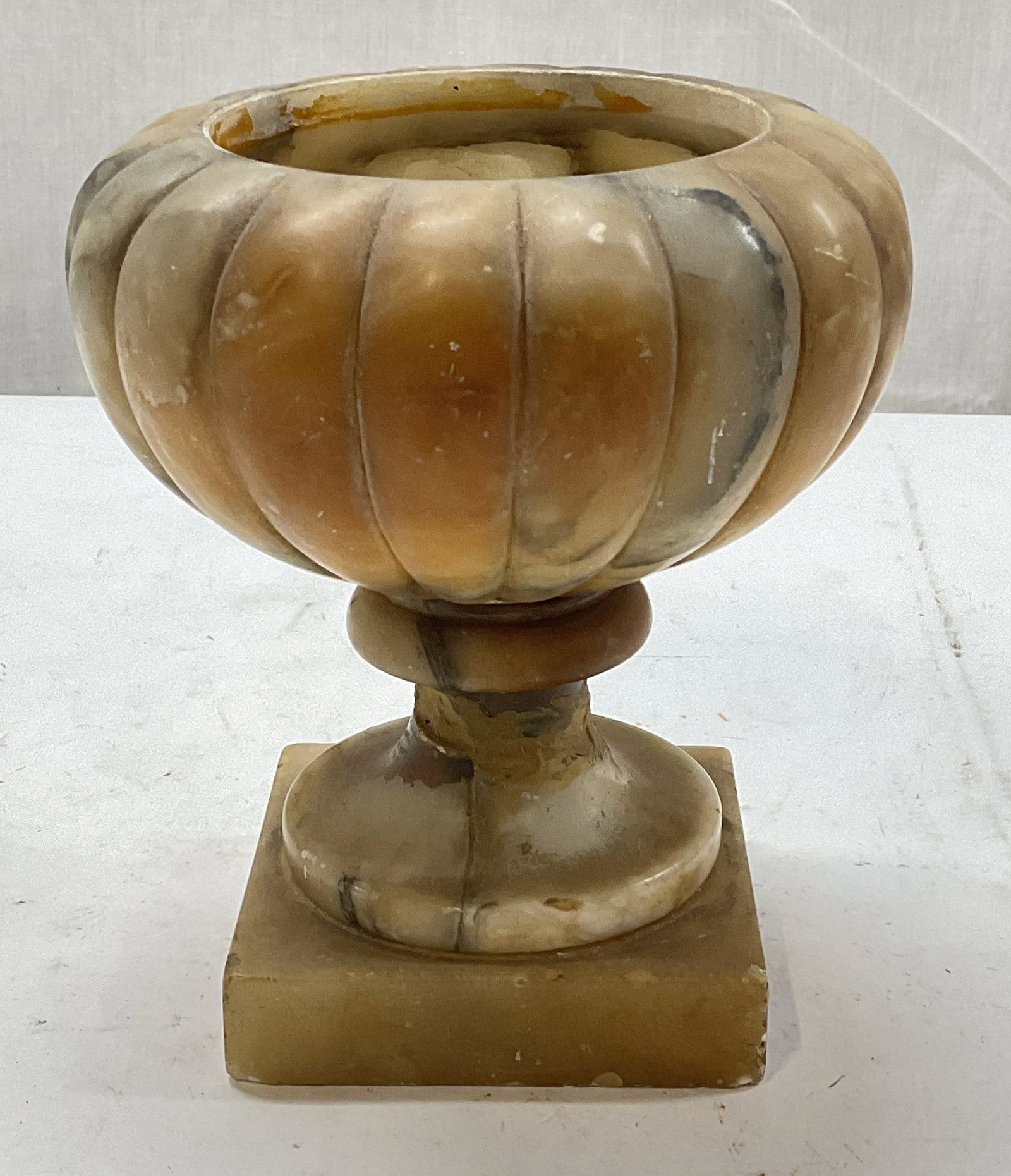 Vintage Carved Stone Pedestal Bowl (1 of 6)