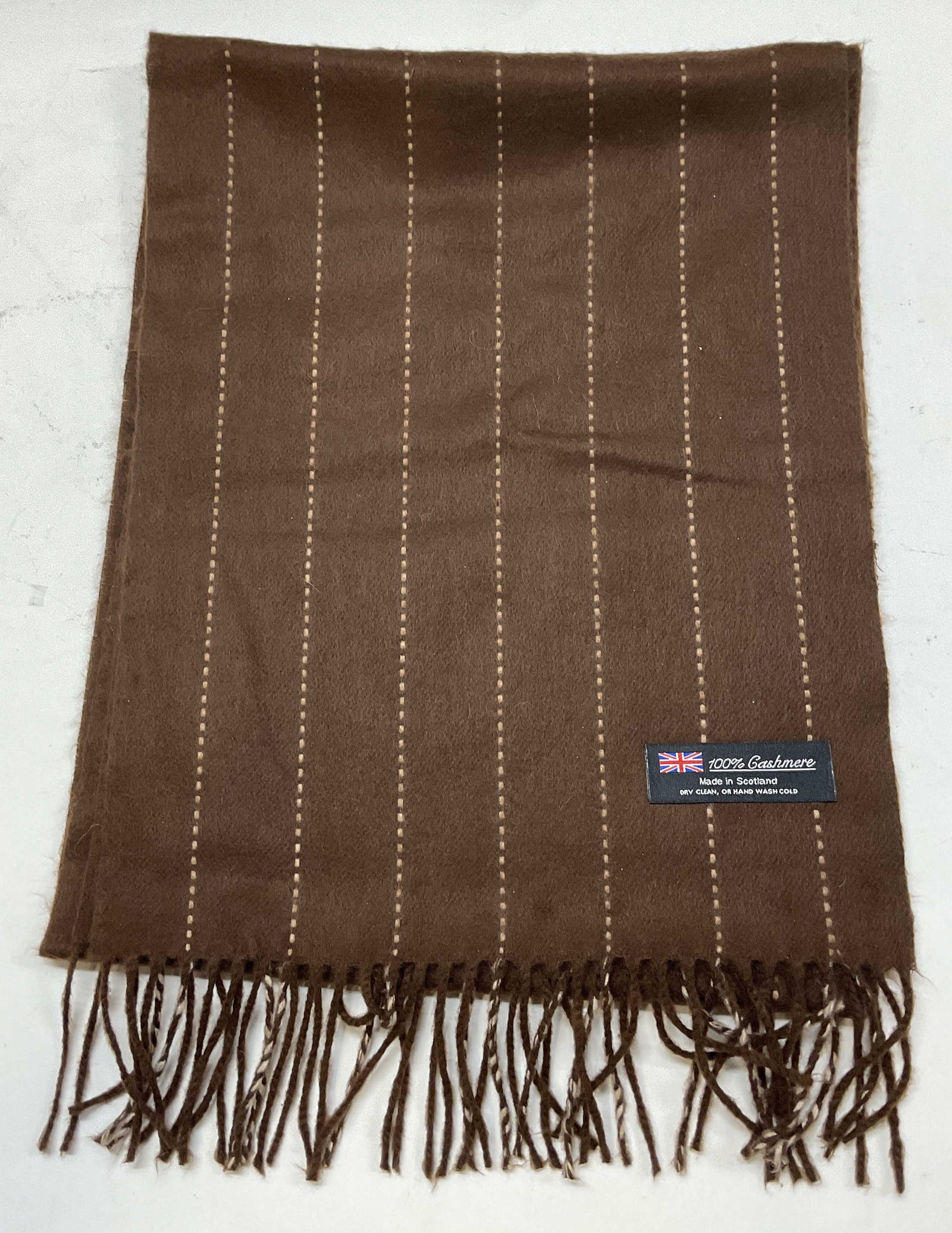 Brown Striped Cashmere Scarf, Scotland (1 of 6)