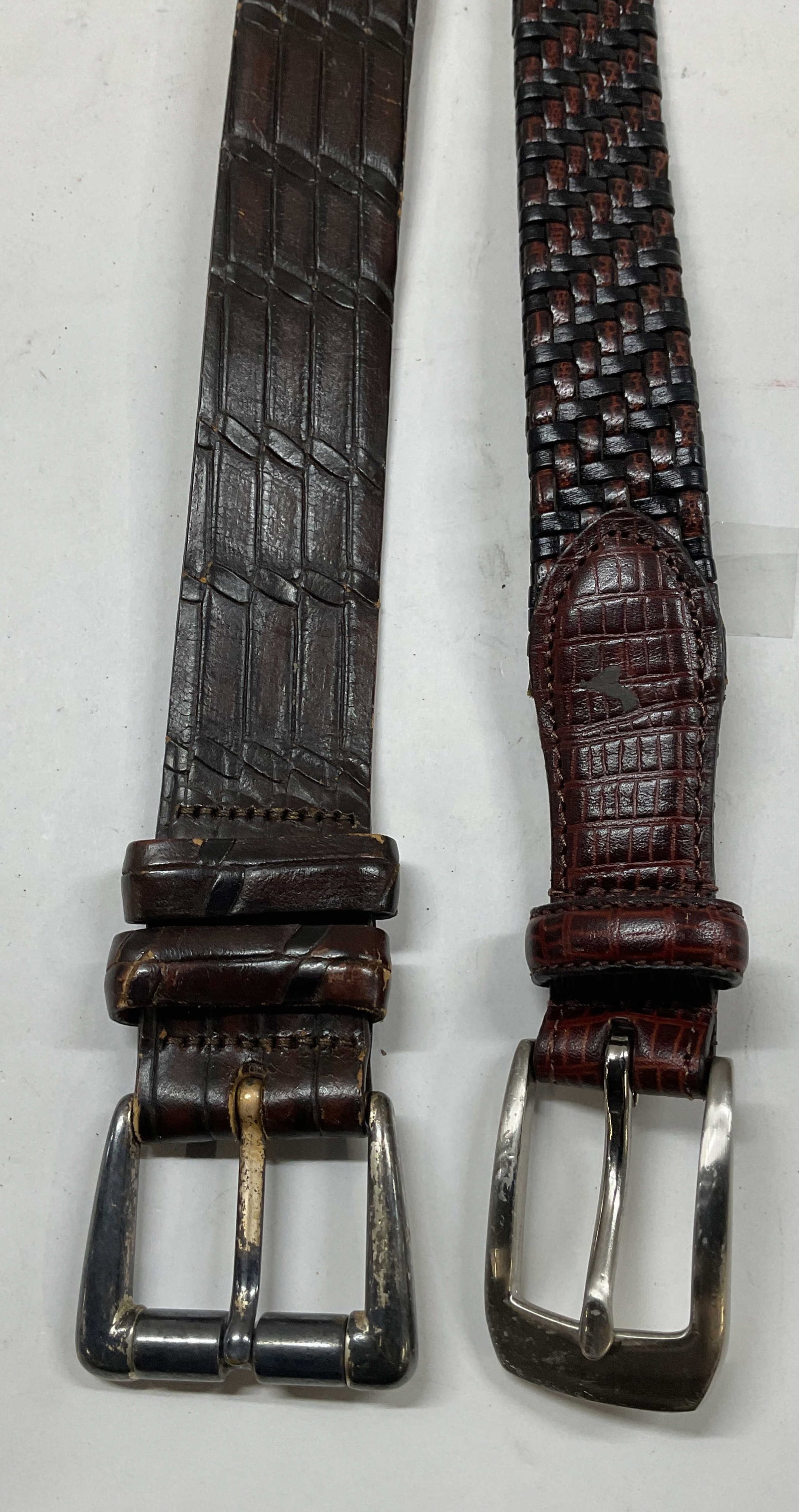 Lot 2 Brown & Black Woven Leather Belts (1 of 6)