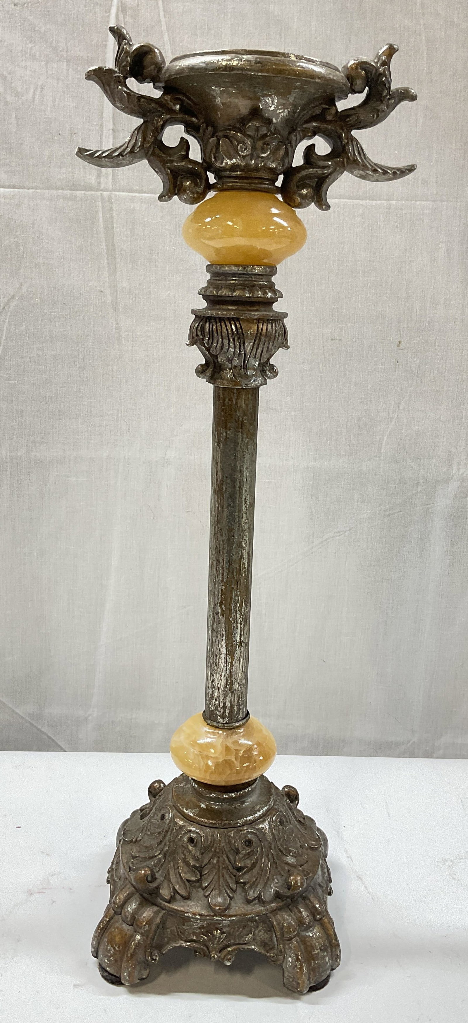 Silver Tone Ornate Scroll Candle Holder 20 In Tall (1 of 7)