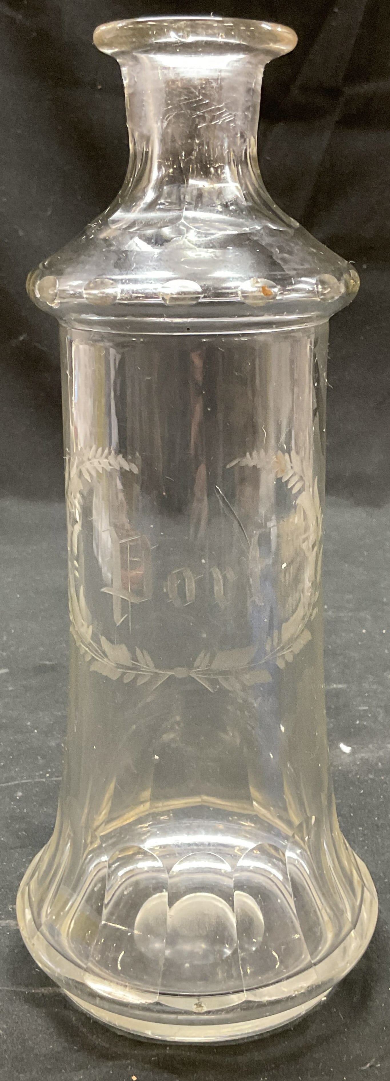 Antique Etched Blown Glass Port Decanter (1 of 6)