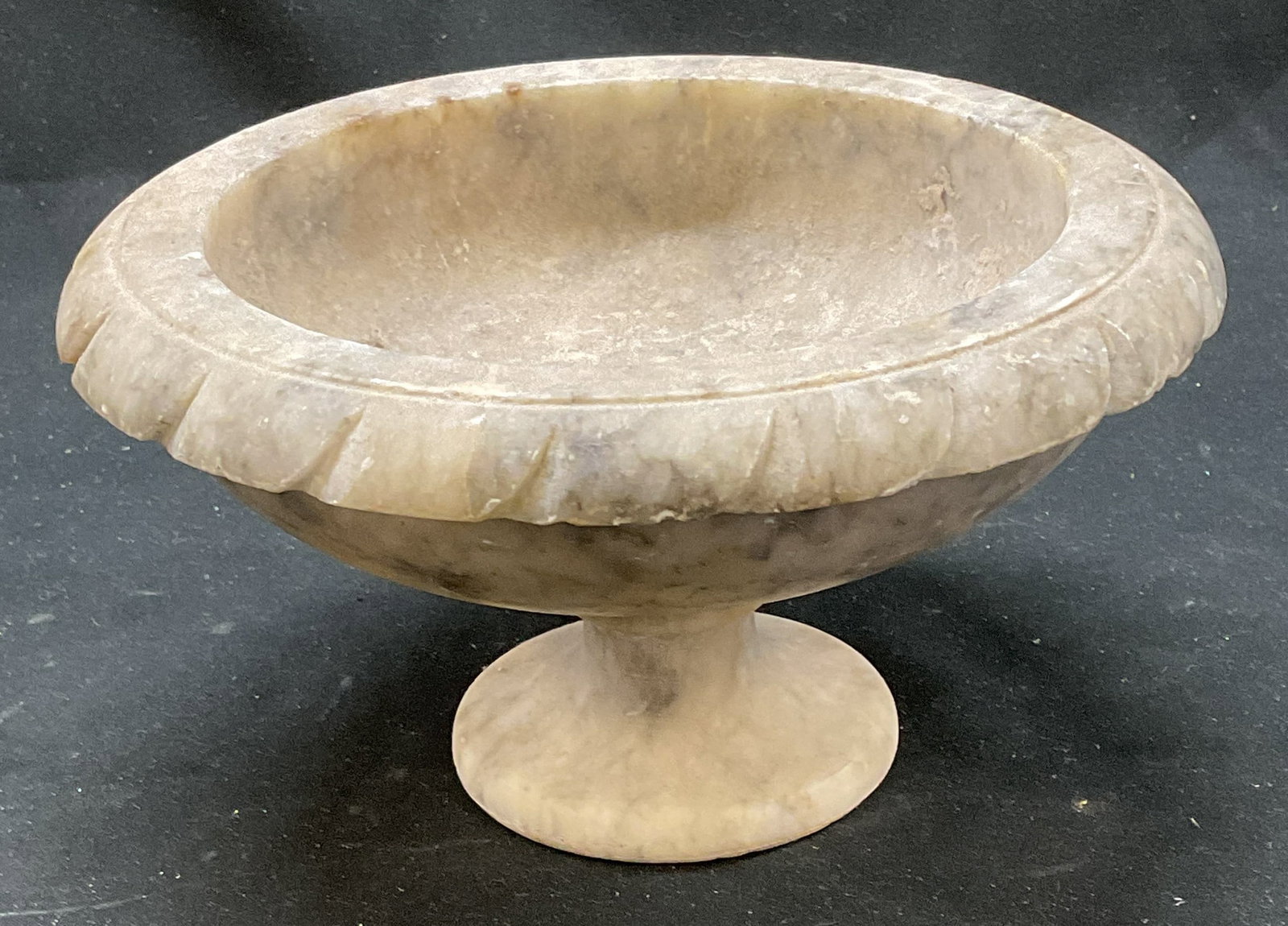 Vintage Carved Alabaster Pedestal Bowl (1 of 6)