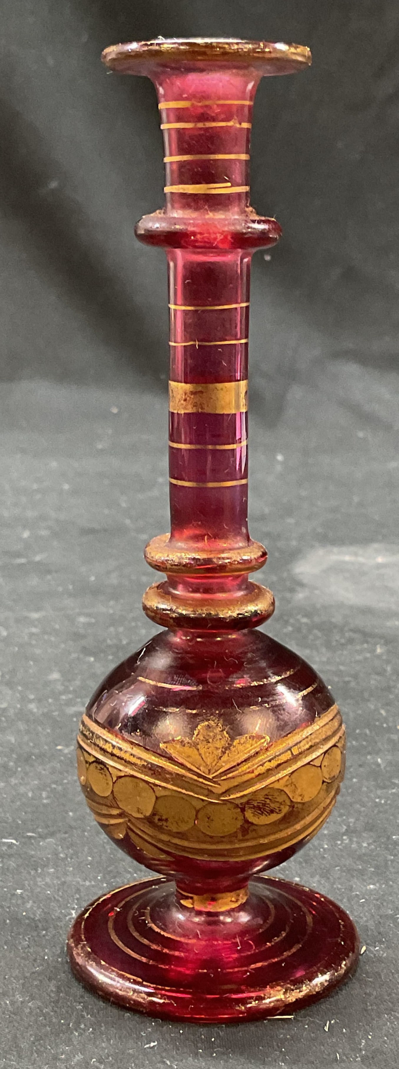 Vintage Gilt Cranberry Glass Perfume Bottle (1 of 6)