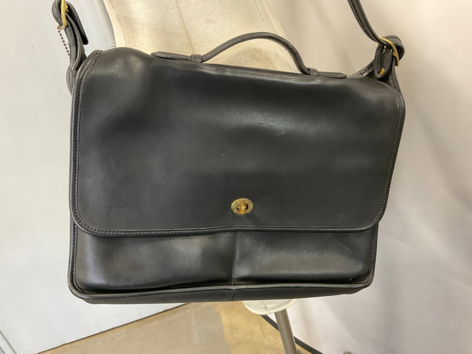 VTG Coach Genuine Black Leather Briefcase - 3