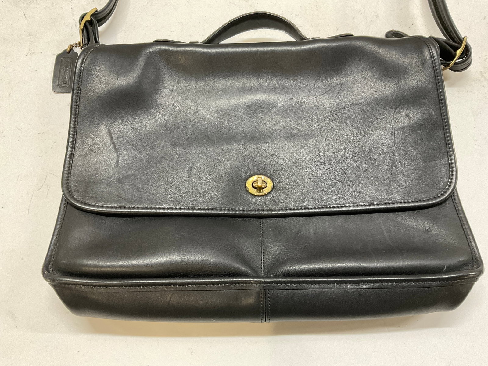 VTG Coach Genuine Black Leather Briefcase - 5