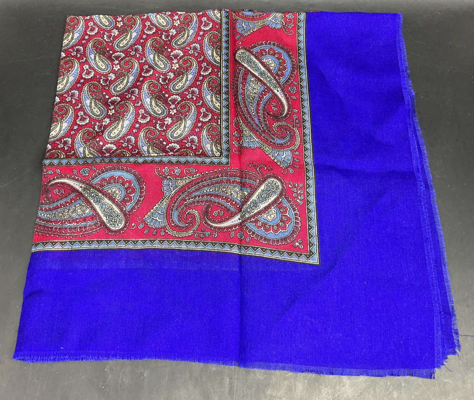 Blue & Red Paisley Print Scarf, Japan (1 of 6)