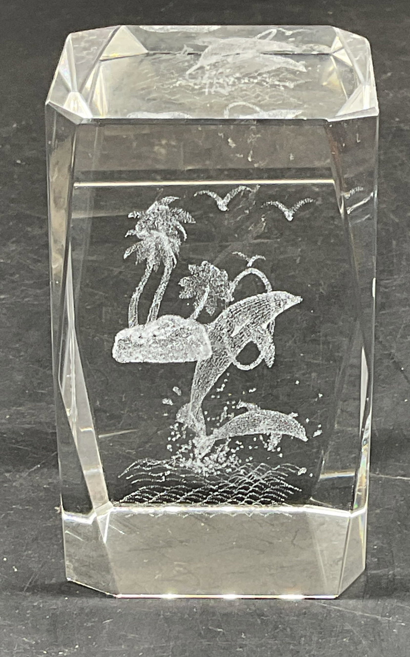 Dolphin Controlled Bubble Art Glass Paperweight (1 of 6)