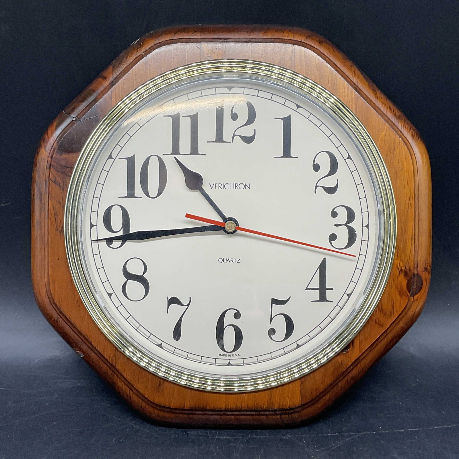 Verichron Wood Octagonal Wall Clock USA (1 of 6)