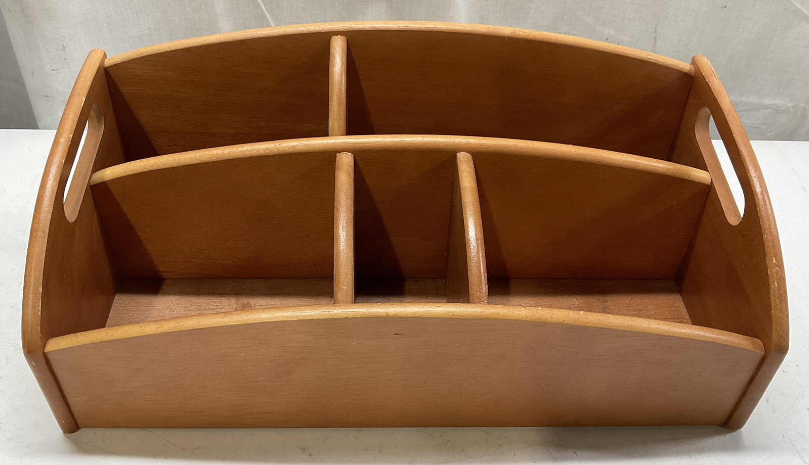 Vintage Wooden Divided Desk Shelf THAILAND (1 of 6)