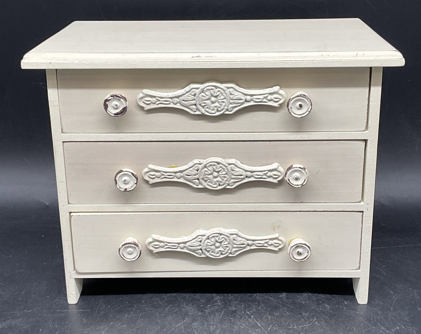 White Wood 3 Drawer Dresser Jewelry Box (1 of 6)