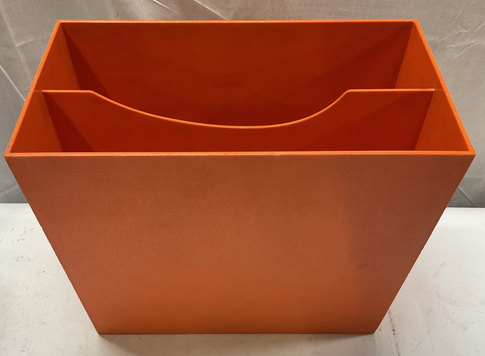 MCM DBGM Orange Modular Record Box GERMANY: Mid-Century Modern 1970s Orange Plastic Modular Record Box. Bottom reads DBGM (Deutsches Bundes-Gebrauchsmuster which Translates to German Federal Registered Design). Surface Wear Present Consistent w
