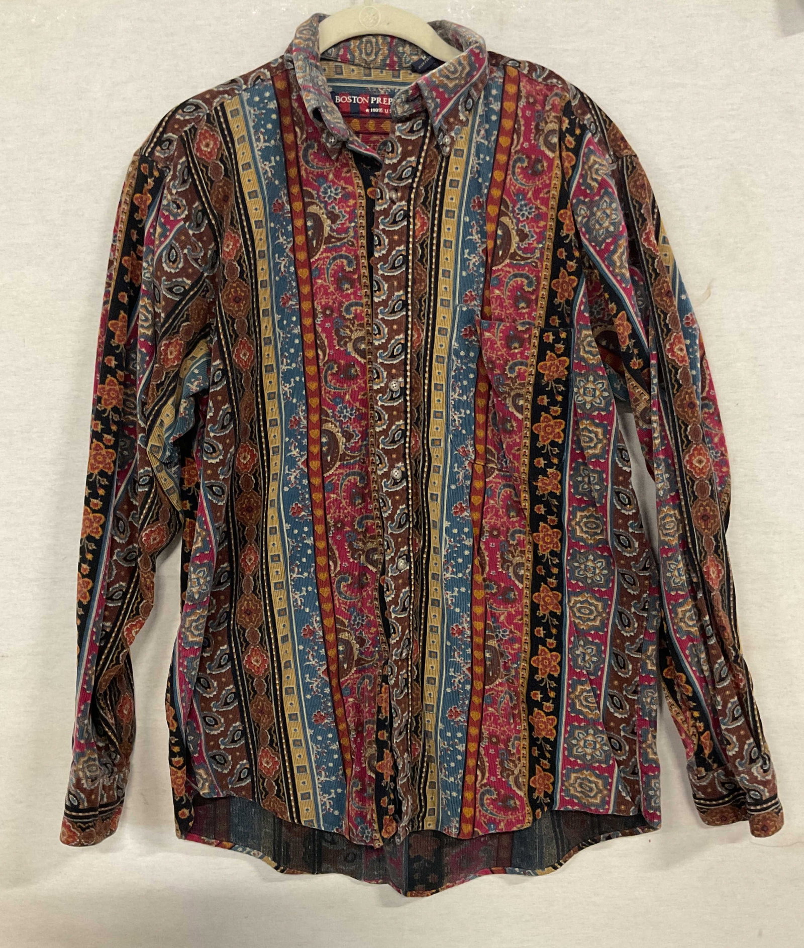 Boston Prep Floral Corduroy Cotton Button Up USA (1 of 6)