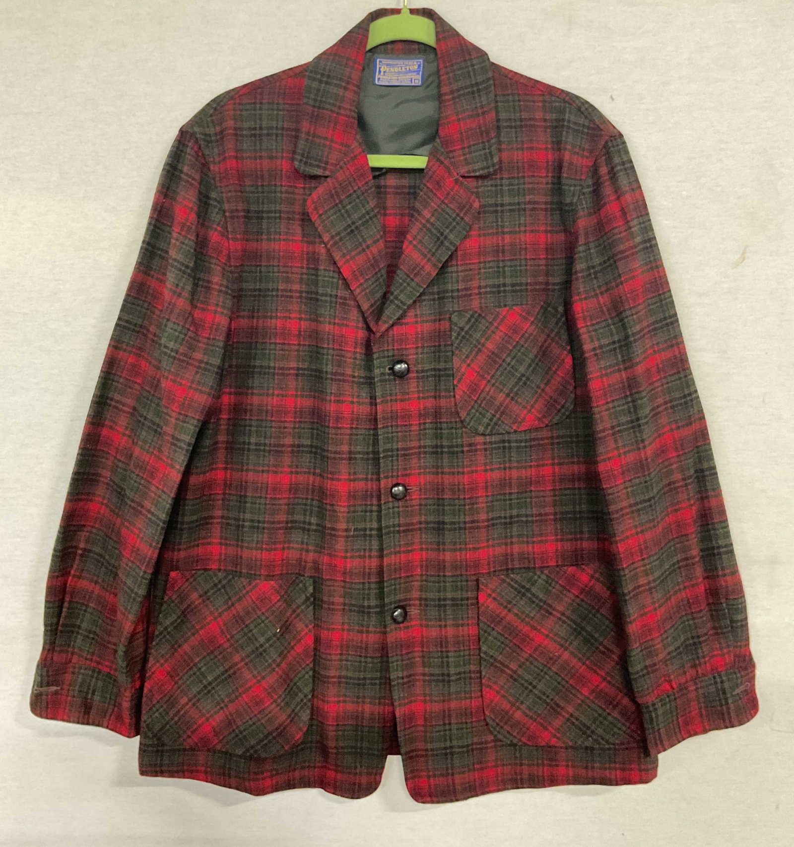 Vtg Pendleton Red Plaid Wool Jacket USA (1 of 6)