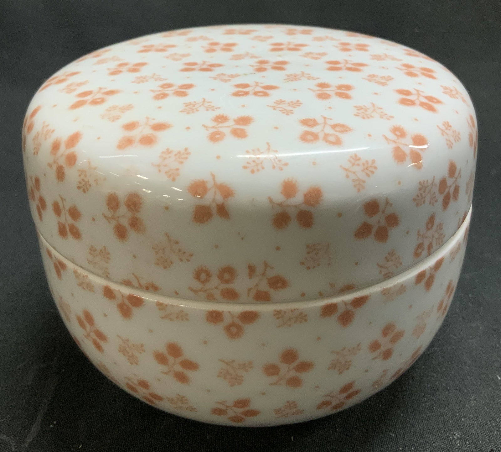 Vtg Orange Floral Porcelain Trinket Box JAPAN (1 of 6)