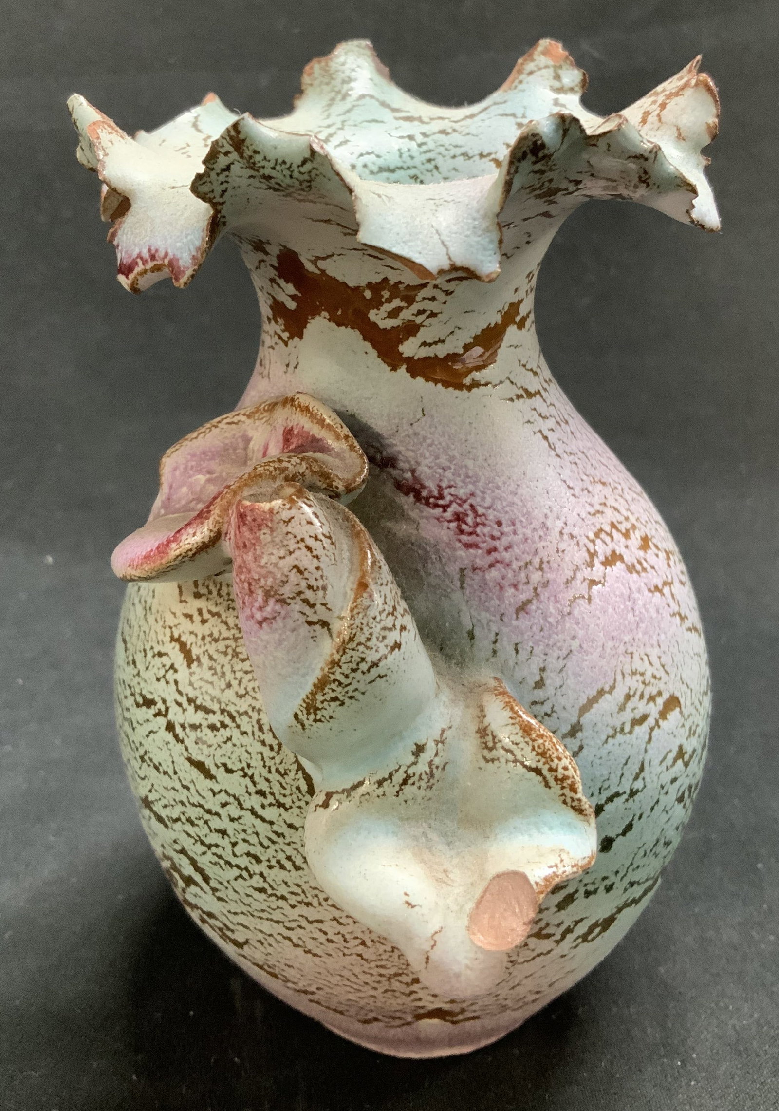 Vtg Purple & Teal Glazed Pottery Vase (1 of 6)