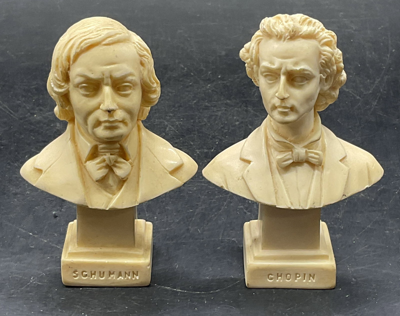 Lot 2 GR Carved Stone Busts Chopin Schumann (1 of 6)