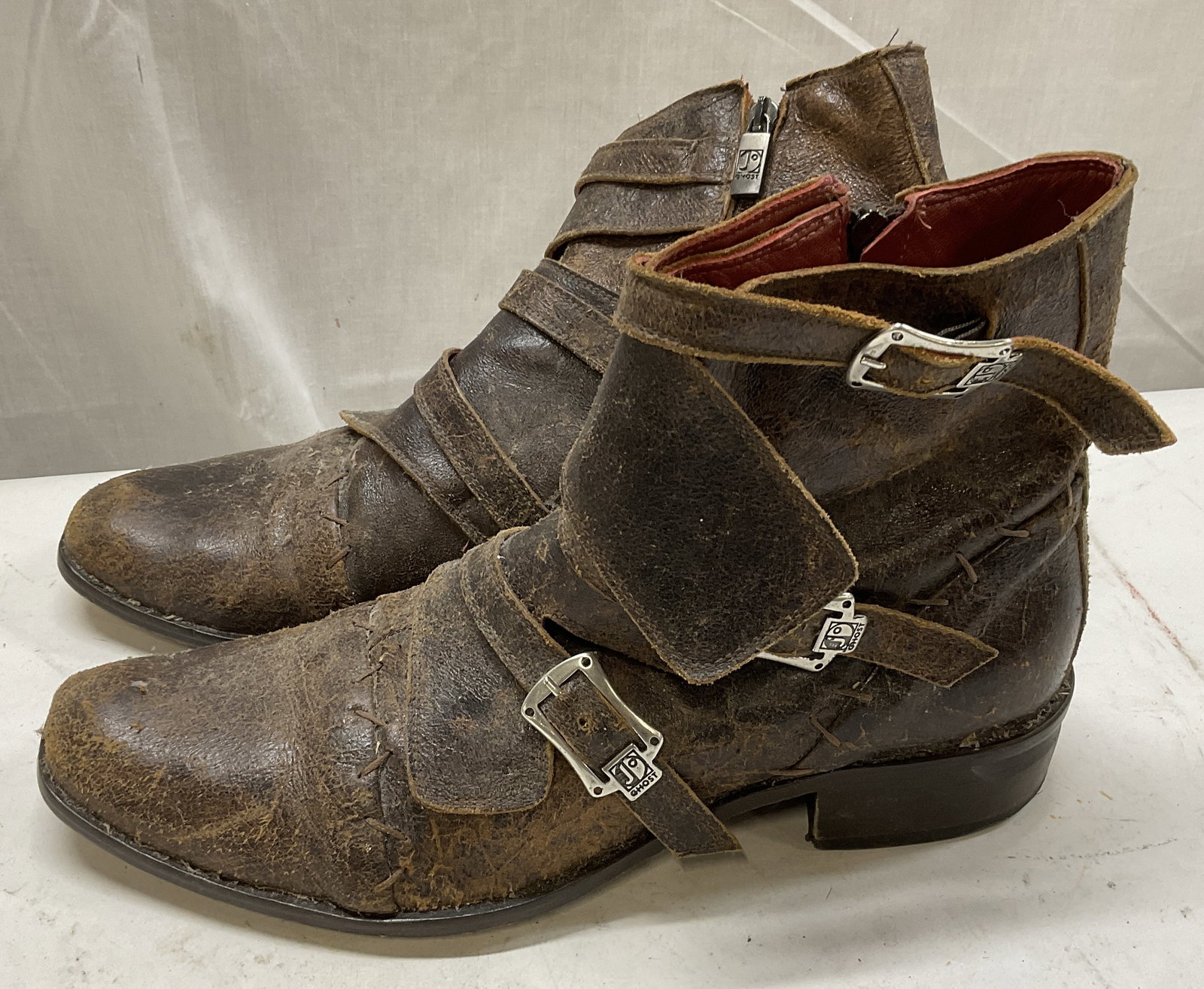 Jo Ghost ITALIAN Brown Leather Biker Boots (1 of 14)