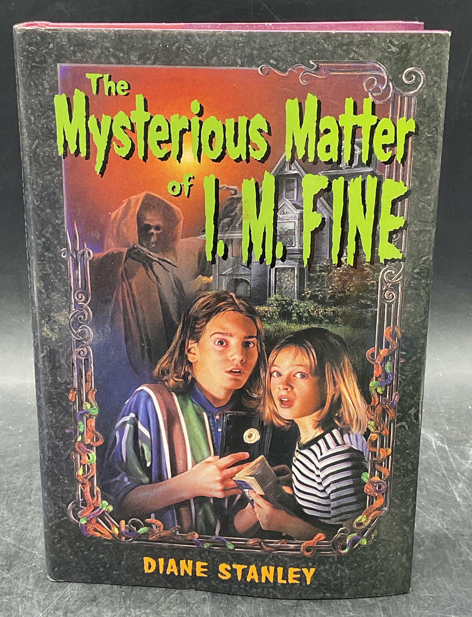 2001 Stanley Mysterious Matter I M Fine 1st Edt: Hardcover first edition copy of The Mysterious Matter of I. M. Fine by Diane Stanley. Harper Collins, 2001. Measures approx 8.5 x 5.75 inches. Some wear to cover, pages, and binding consistent with ex