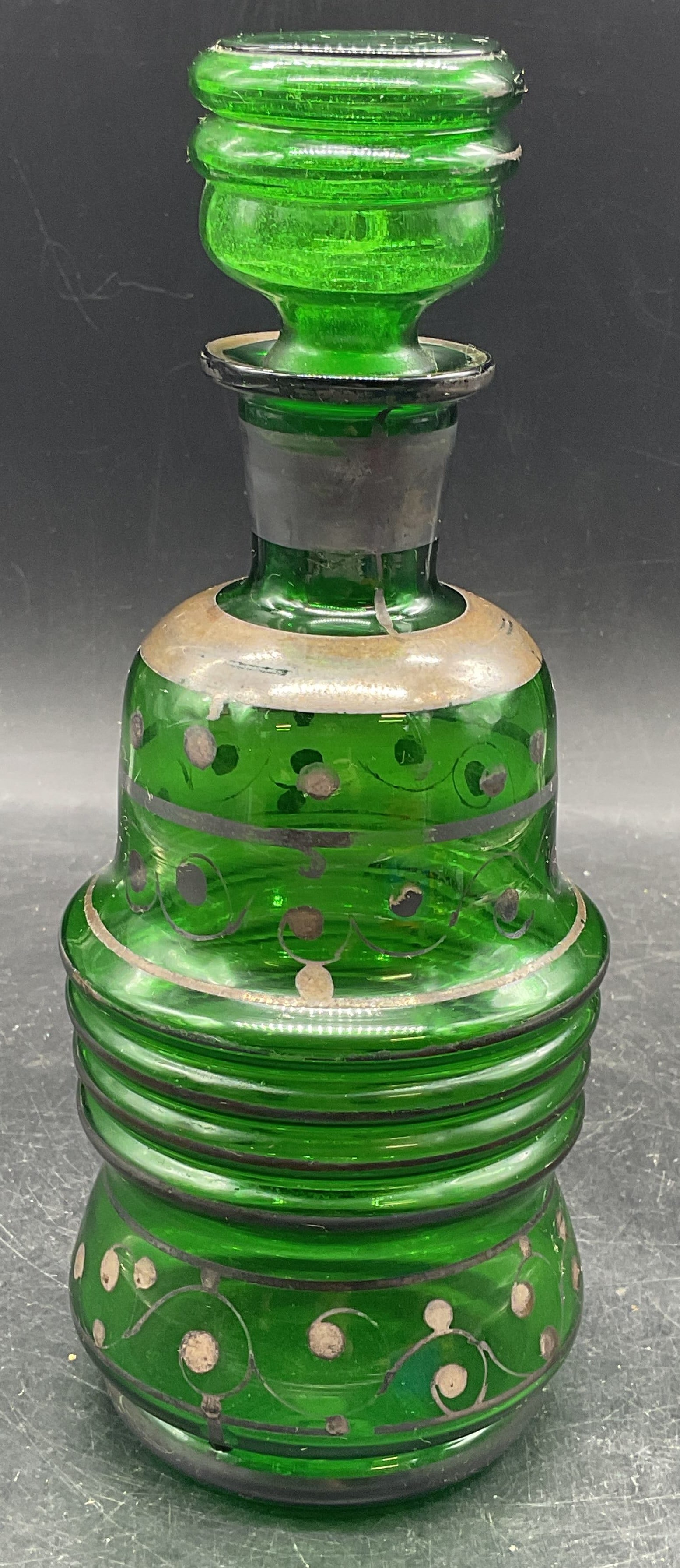 Emerald Green Ster Silver Overlay Glass Decanter (1 of 7)