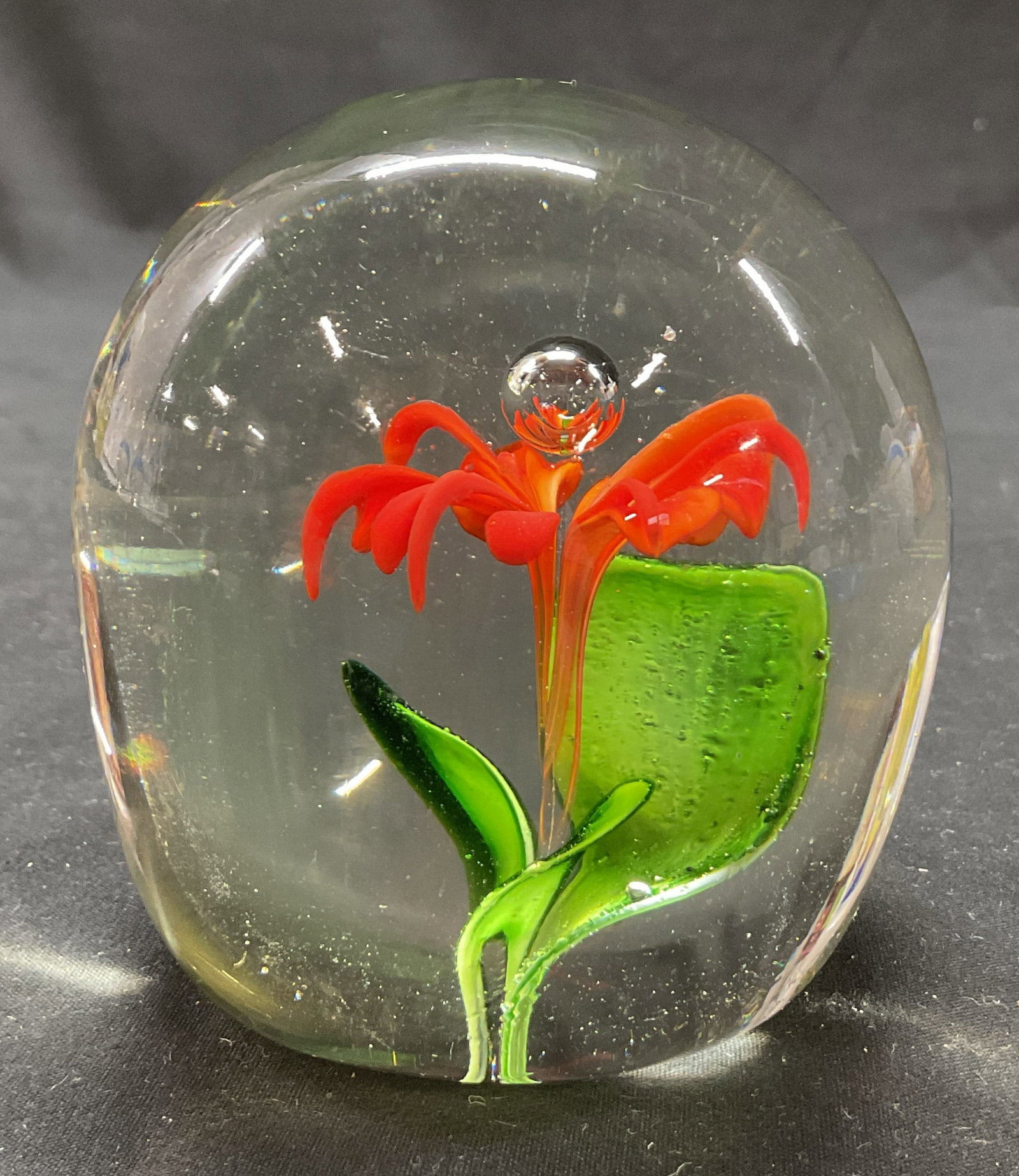 Vintage Hand Blown Glass Floral Paperweight (1 of 6)
