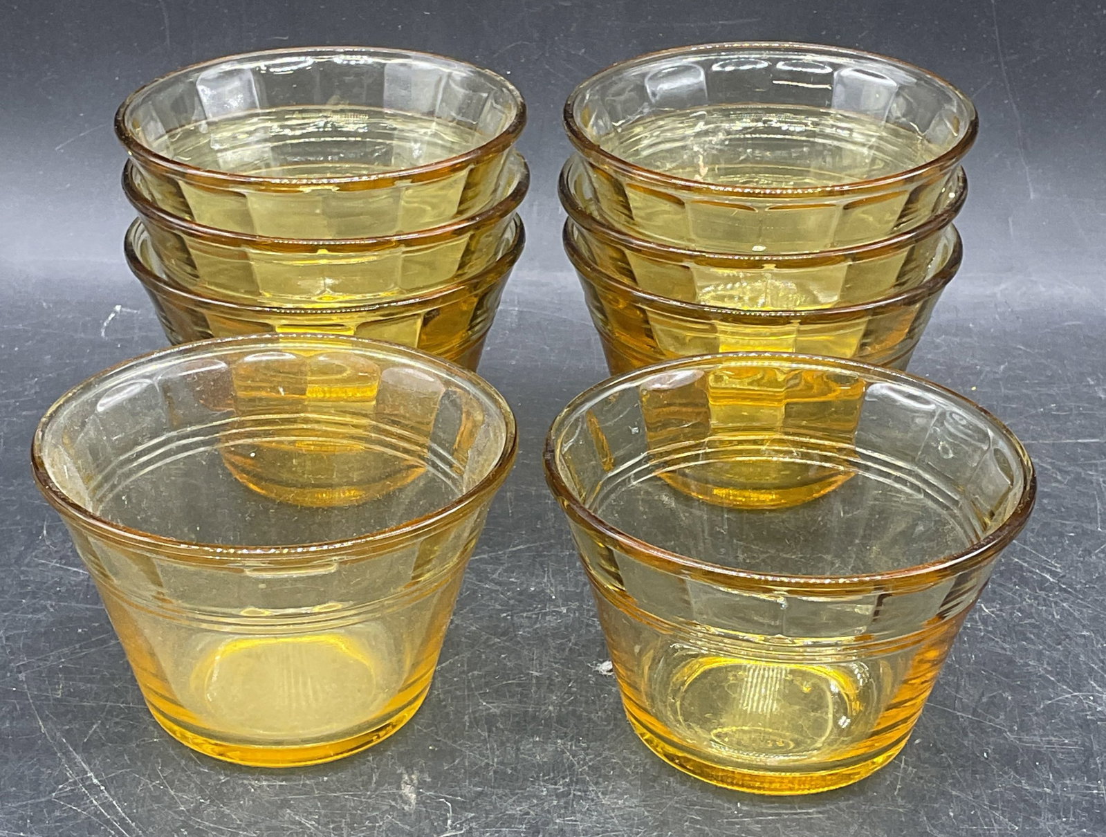 Set 8 Vtg Fortecrisa Amber Glass Bowls, Mexico (1 of 6)