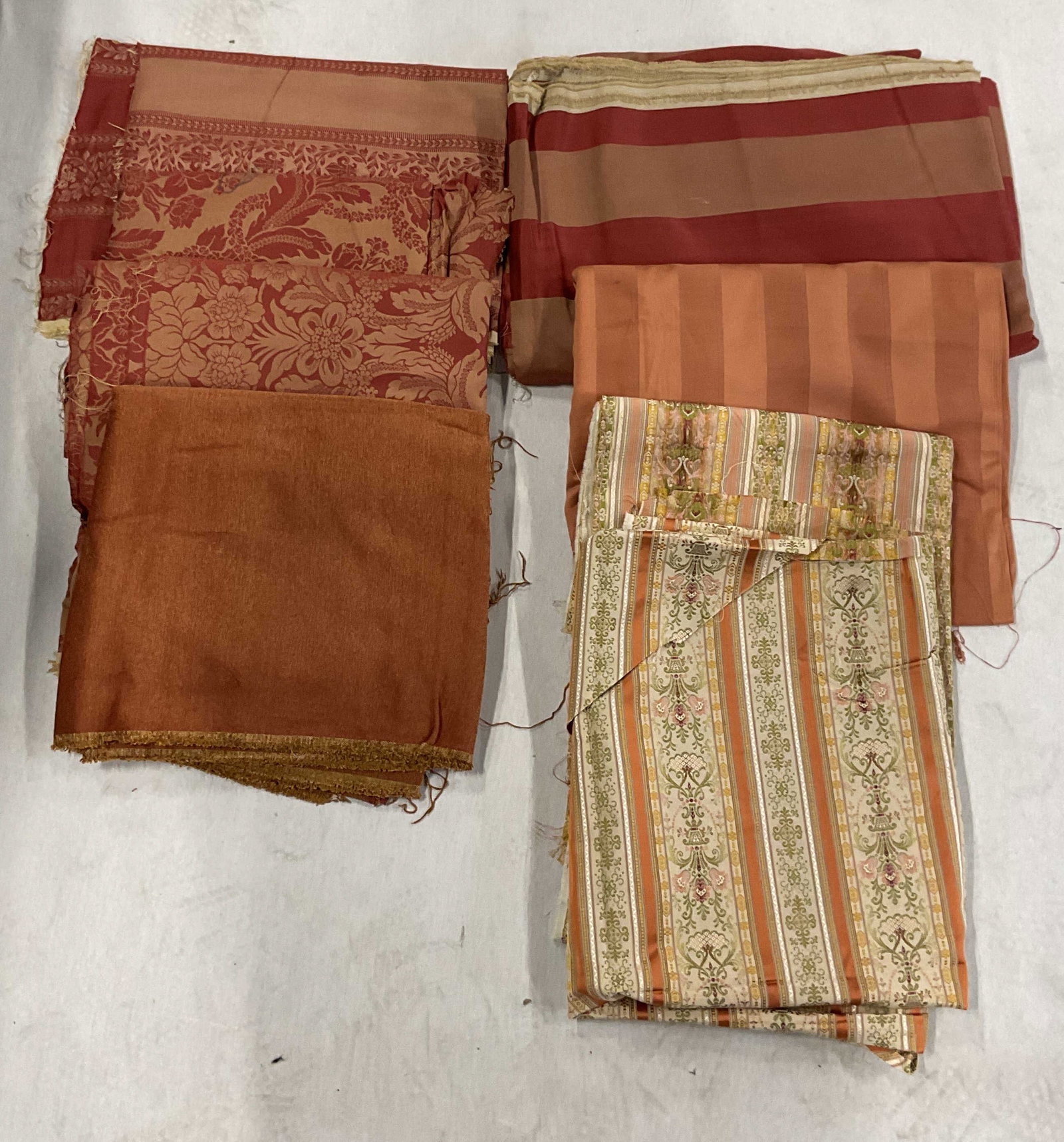 Group Lot Red Pink Orange Patterned Fabric (1 of 6)