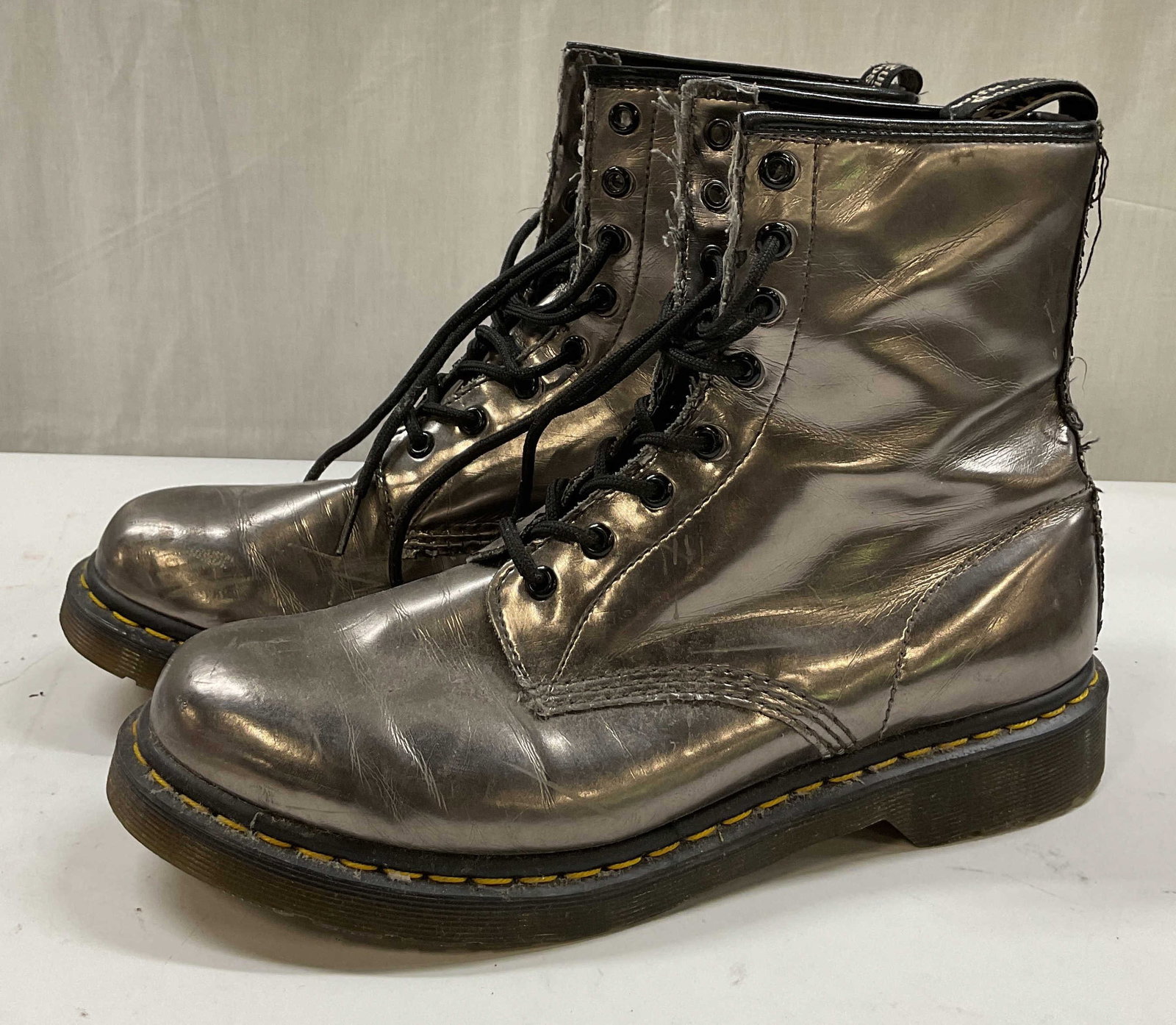 Dr. Martens Silver Toned Lace Up Boots Thailand (1 of 11)