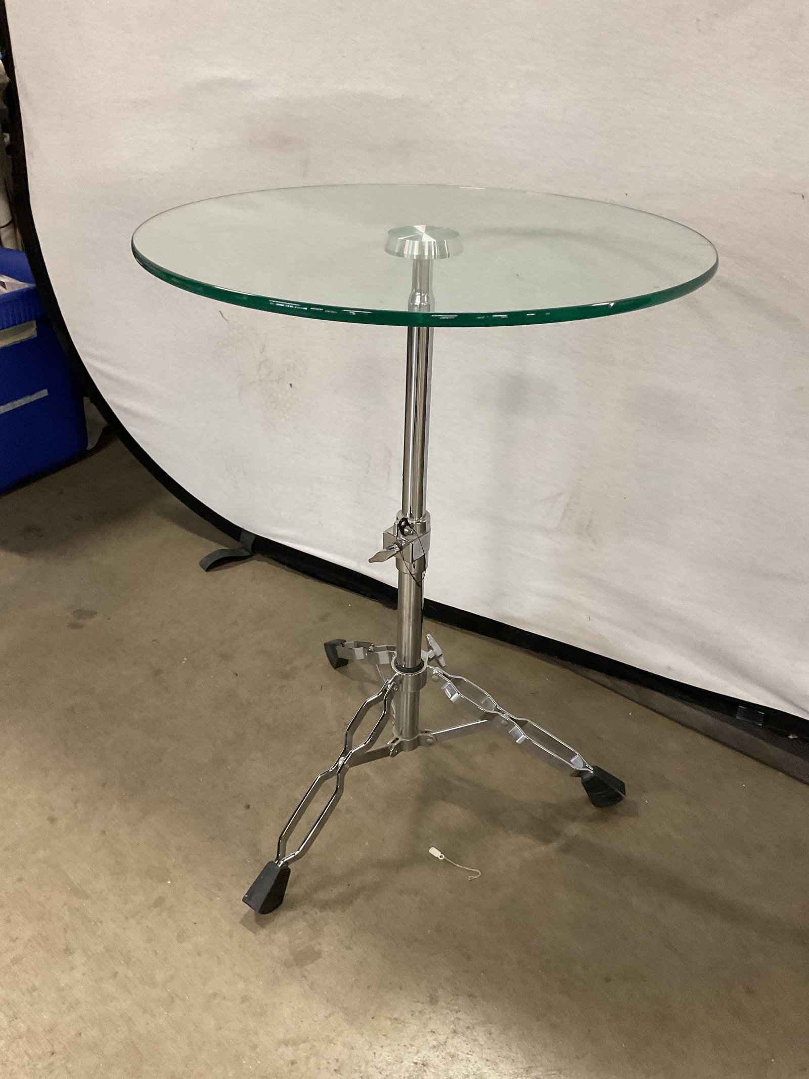 Drum Stand Glass Top Adjustable Side Table - 3