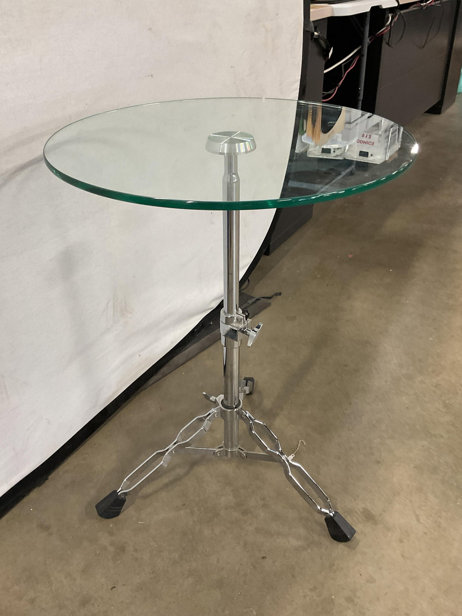 Drum Stand Glass Top Adjustable Side Table - 4