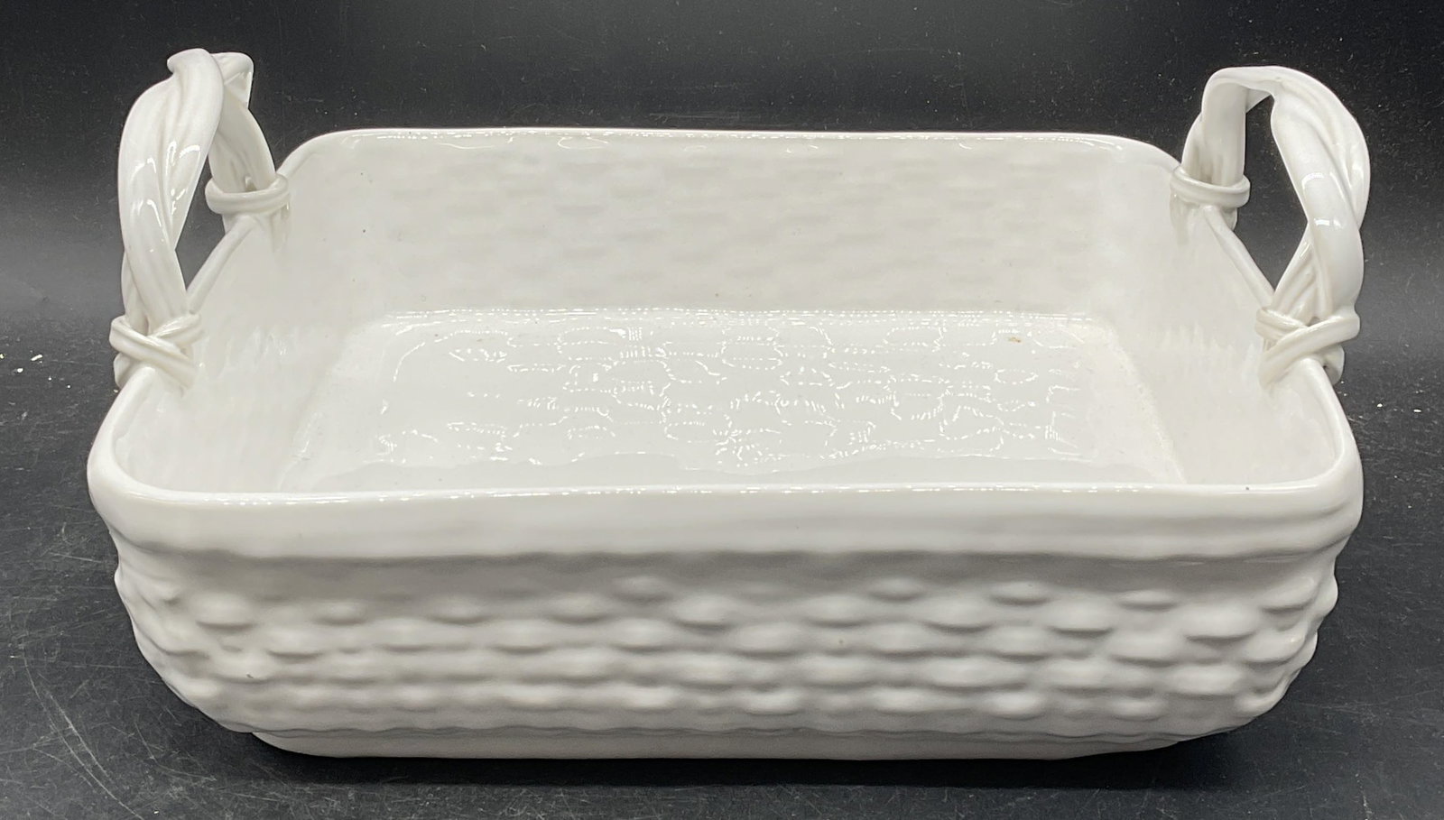 Briggs Pottery White Ceramic Basket, Portugal (1 of 6)