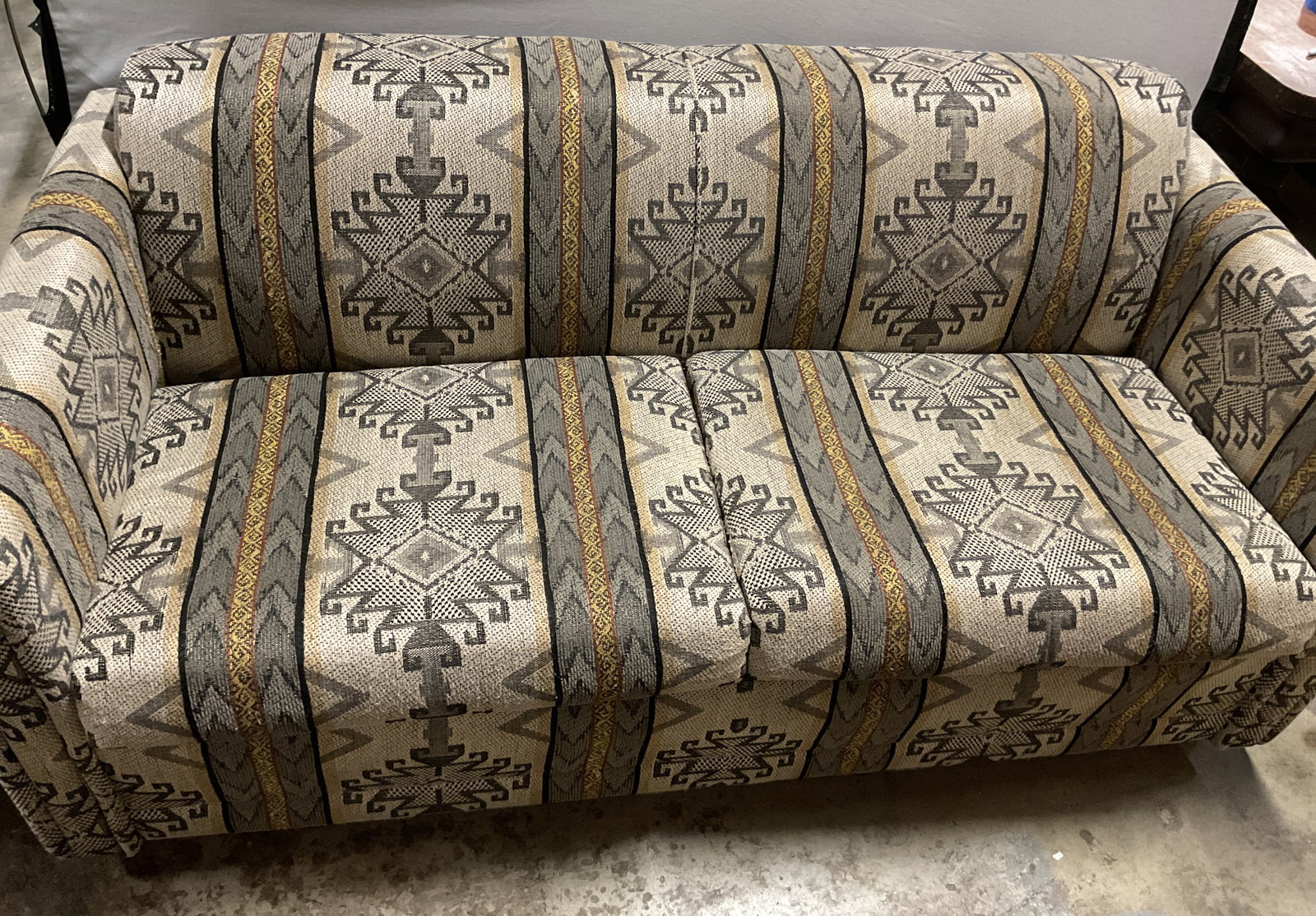 Vintage Upholstered Geometric Sofa Sleeper (1 of 9)