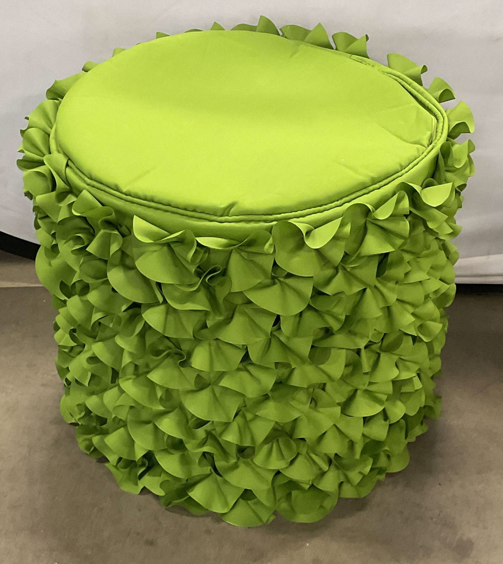 Green Ruffled Round Ottoman Cushion (1 of 6)