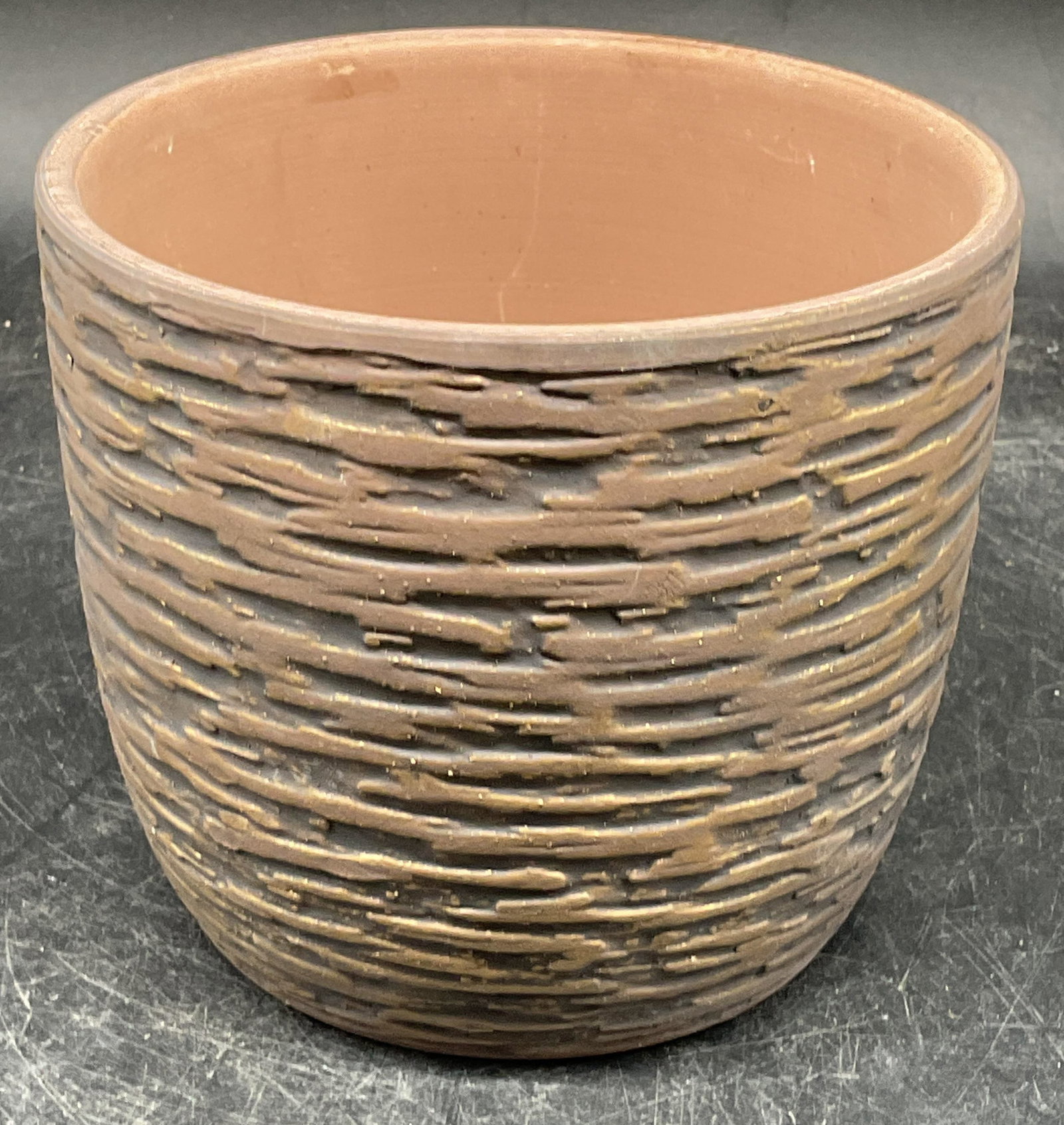 Brown Gilt Textured Ceramic Planter (1 of 6)