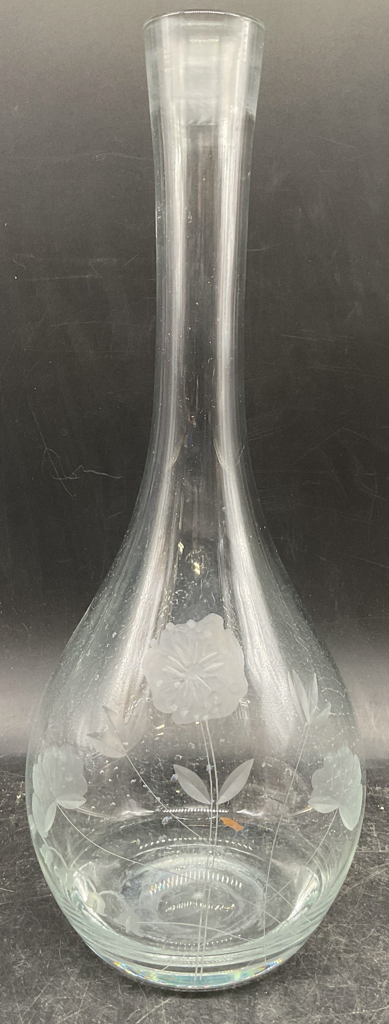 Vintage Etched Floral Glass Decanter (1 of 7)