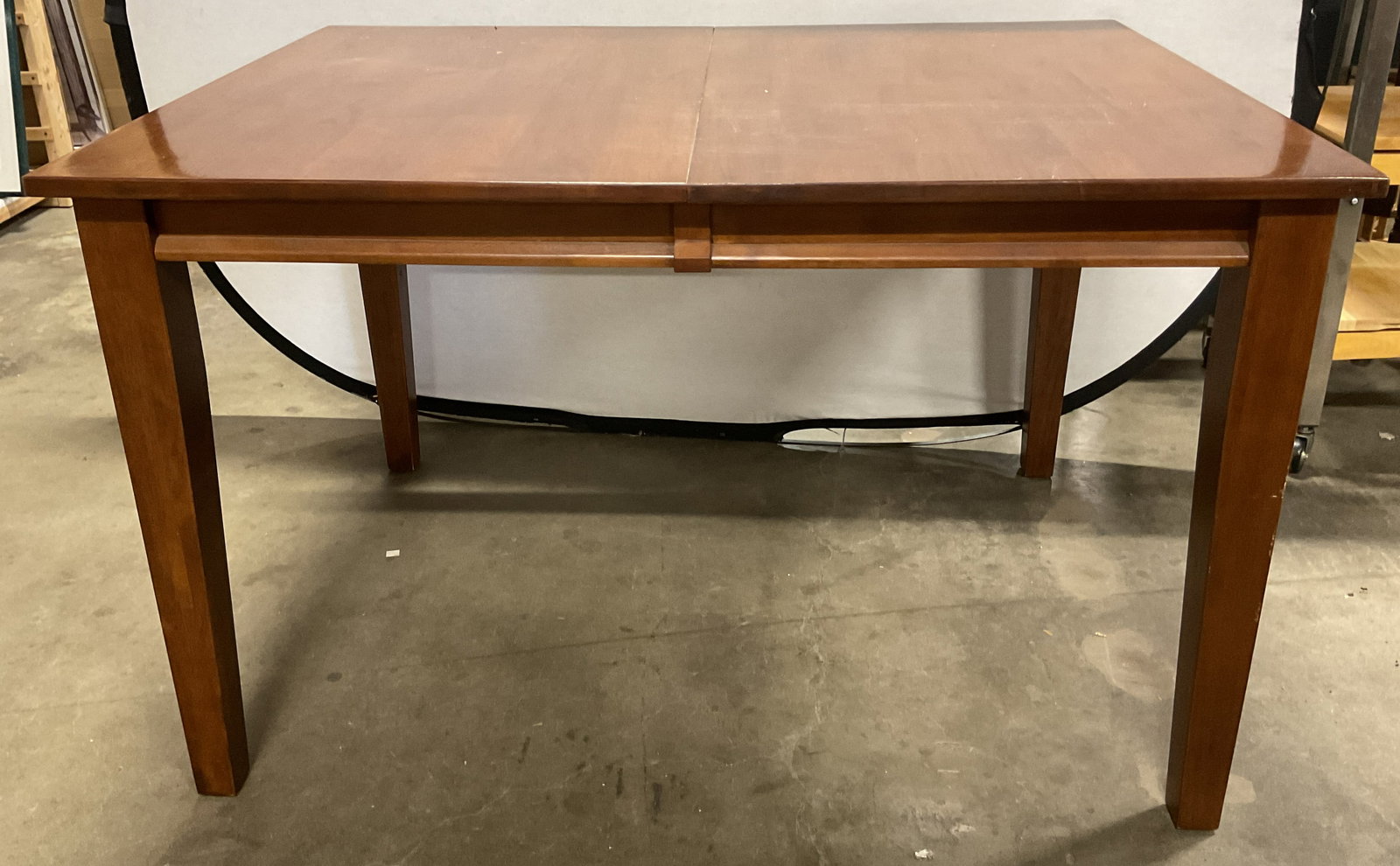Vintage Wooden Dining Table: Vintage wooden dining table. Rectangular top. Thick straight legs. Measures approx 36 x 48 x 29.5 inches. Some scratching. Dining table, table, home decor, decor, home accessories, home furniture,