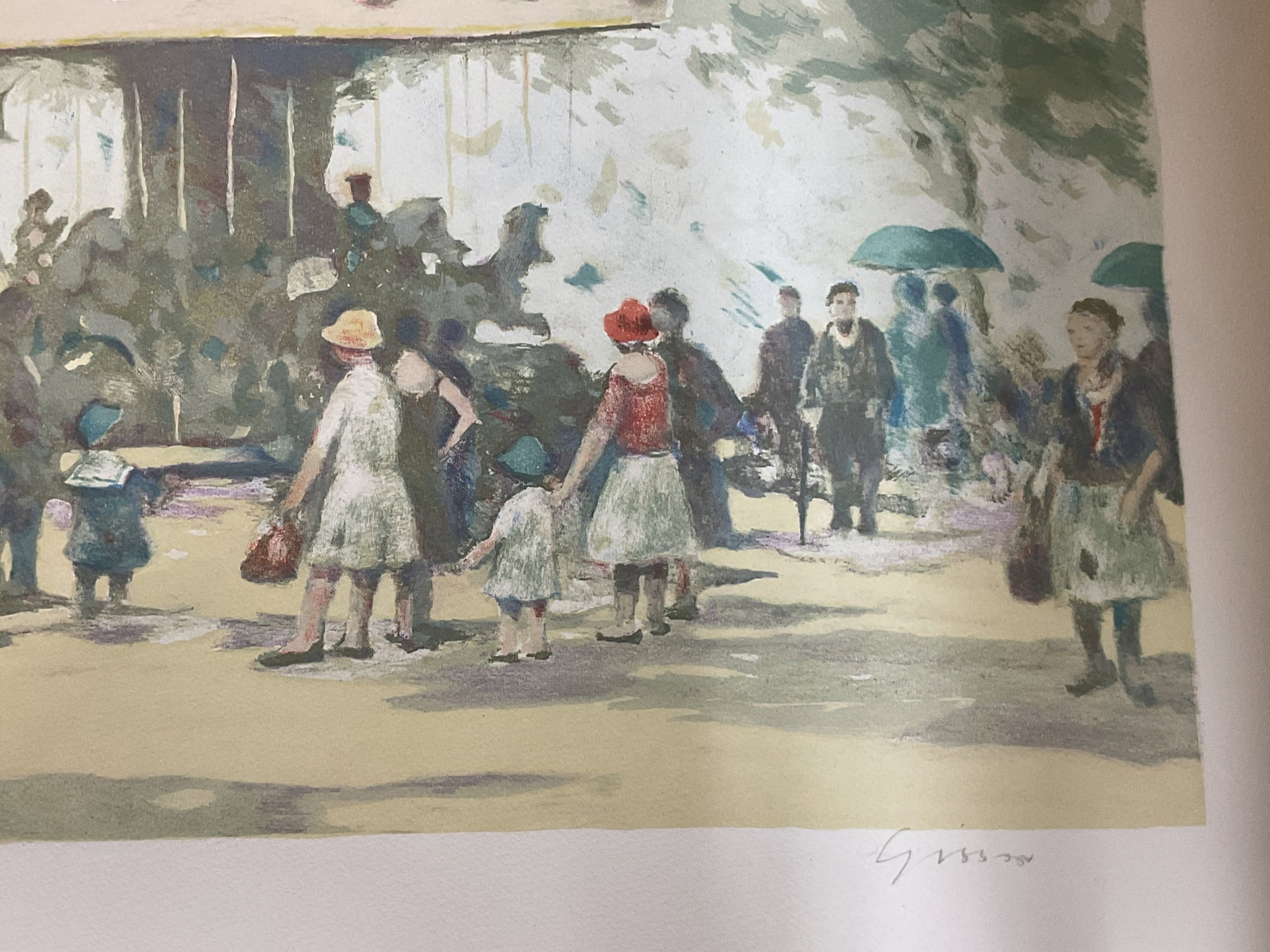SGND Andre Gisson Carousel Lithograph 27in - 6