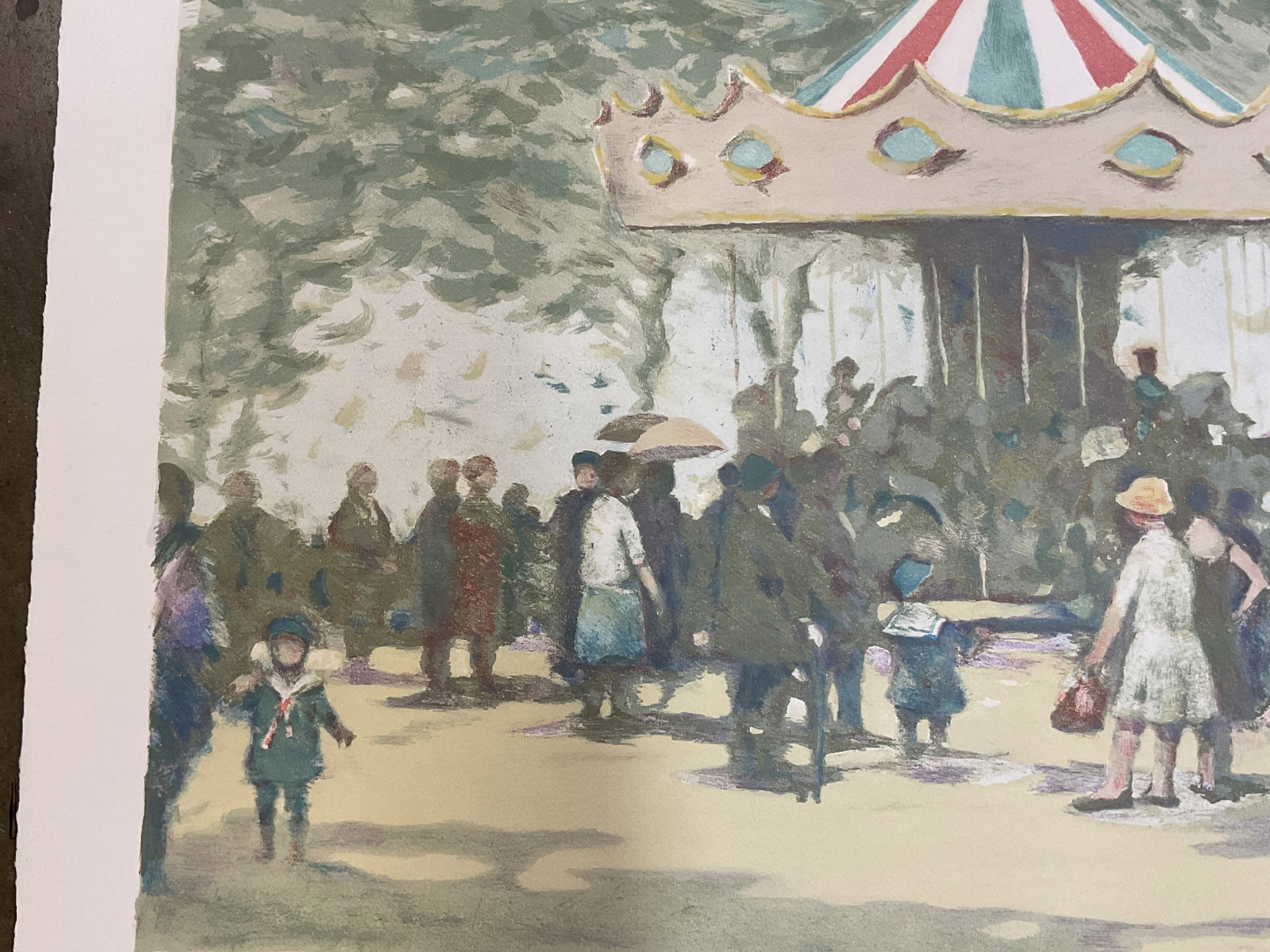 SGND Andre Gisson Carousel Lithograph 27in - 7