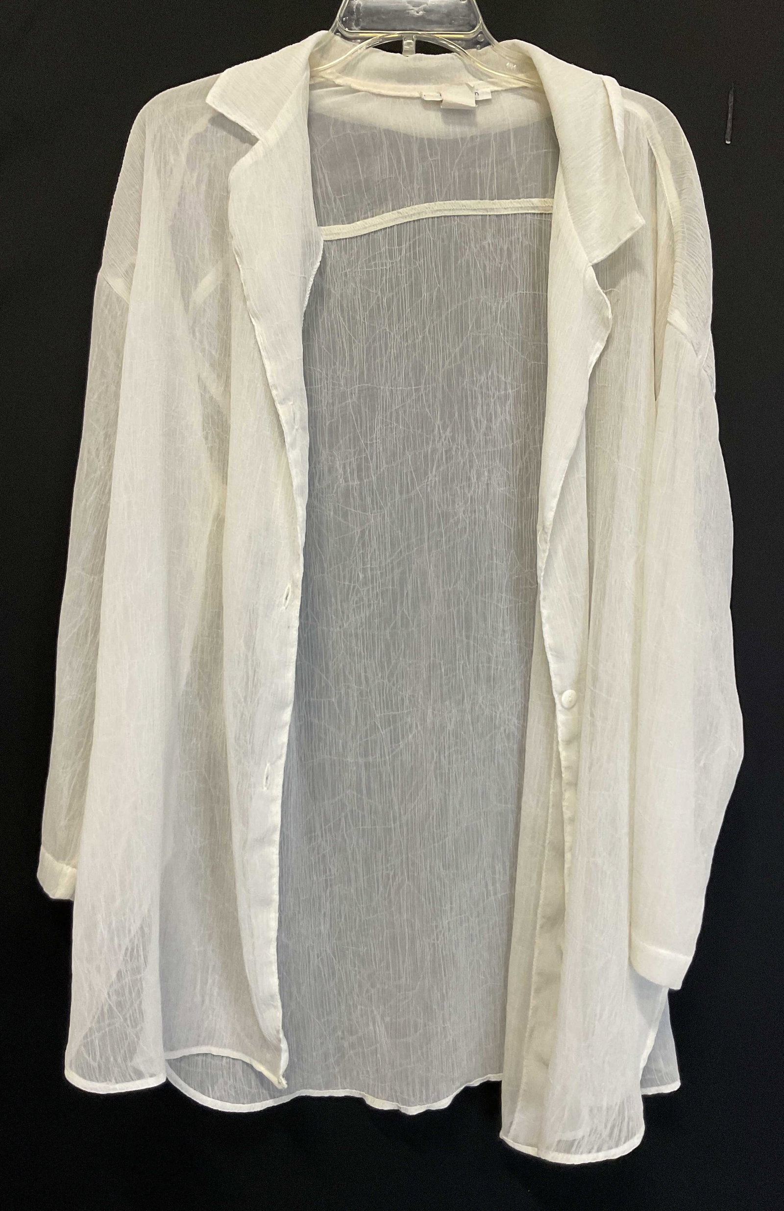 Calvin Klein White Sheer Long Sleeve Blouse USA (1 of 7)