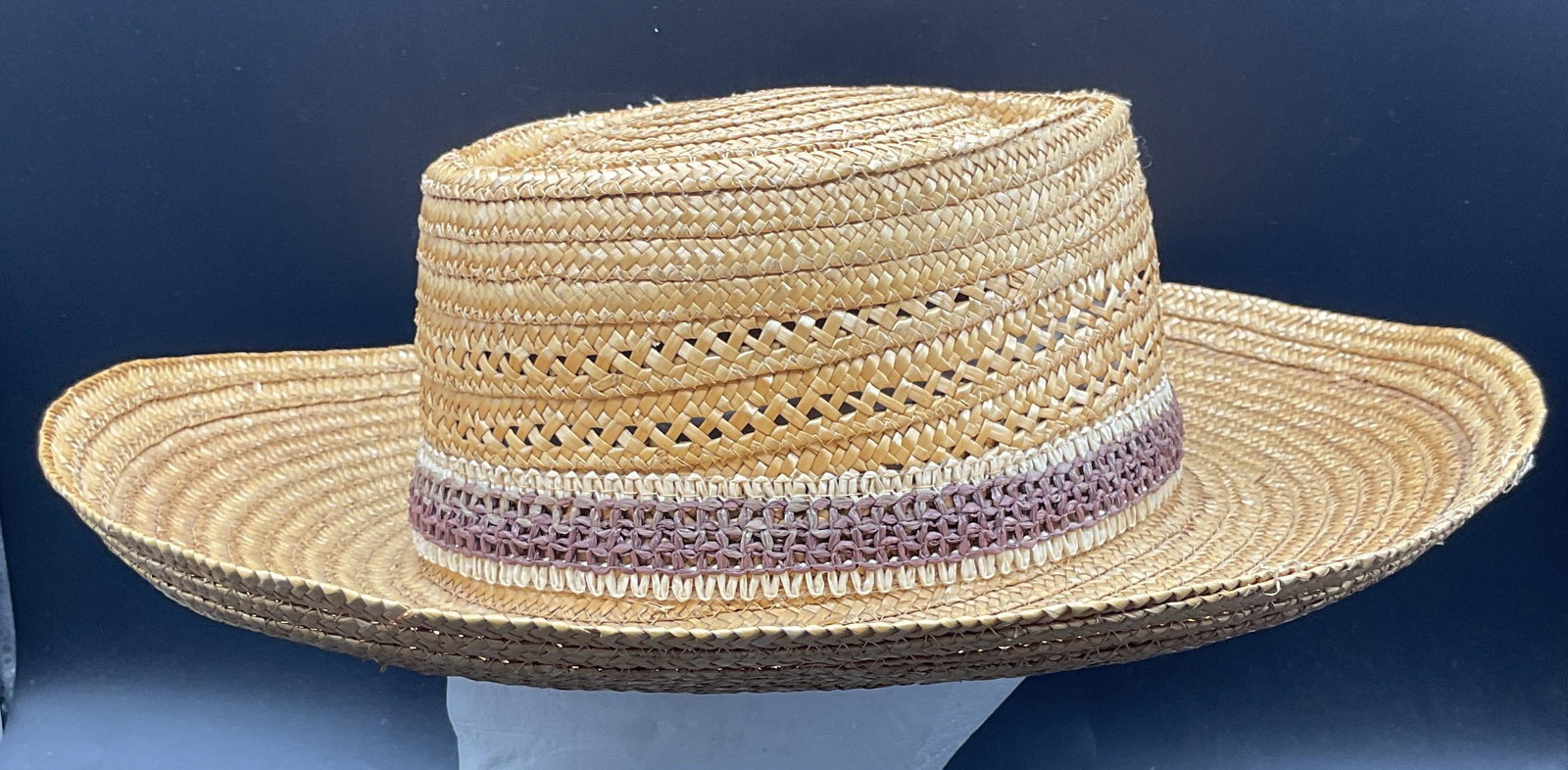 Vintage Tan Woven Straw Hat (1 of 6)