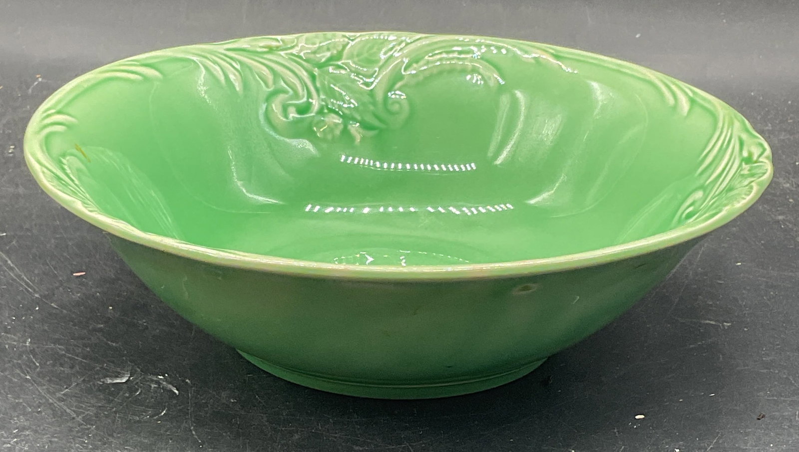 Vintage Green Ceramic Leaf Bowl (1 of 6)