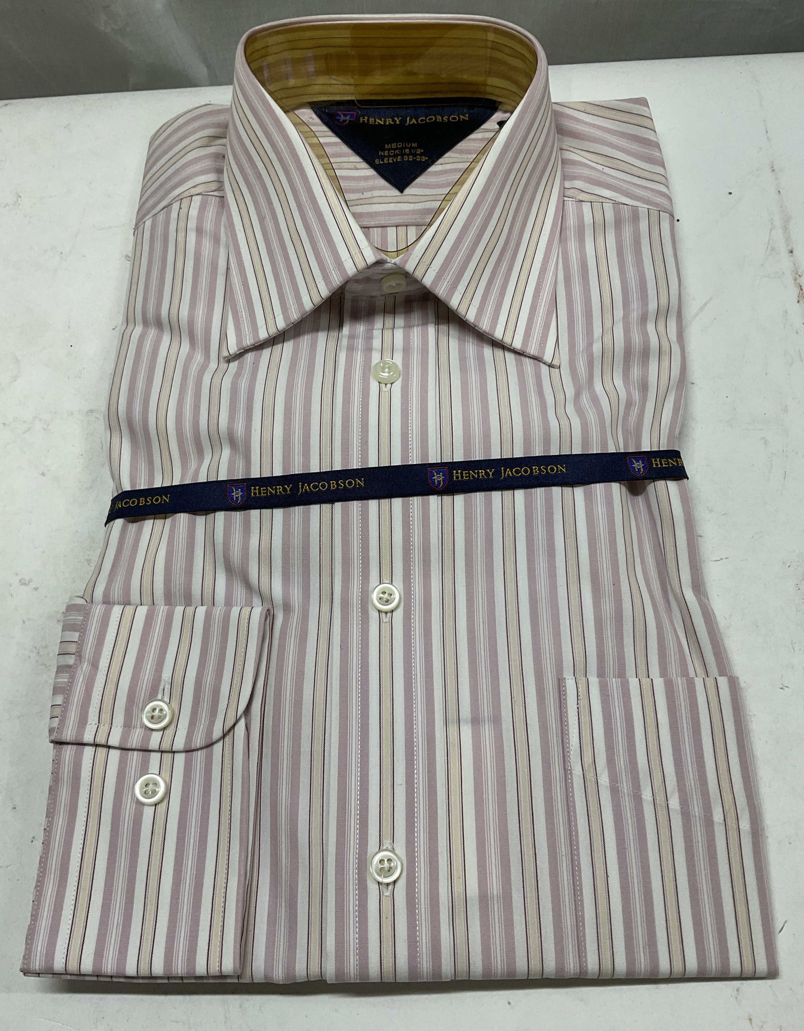 NWT Henry Jacobson Pink Striped Mens Dress Shirt (1 of 9)