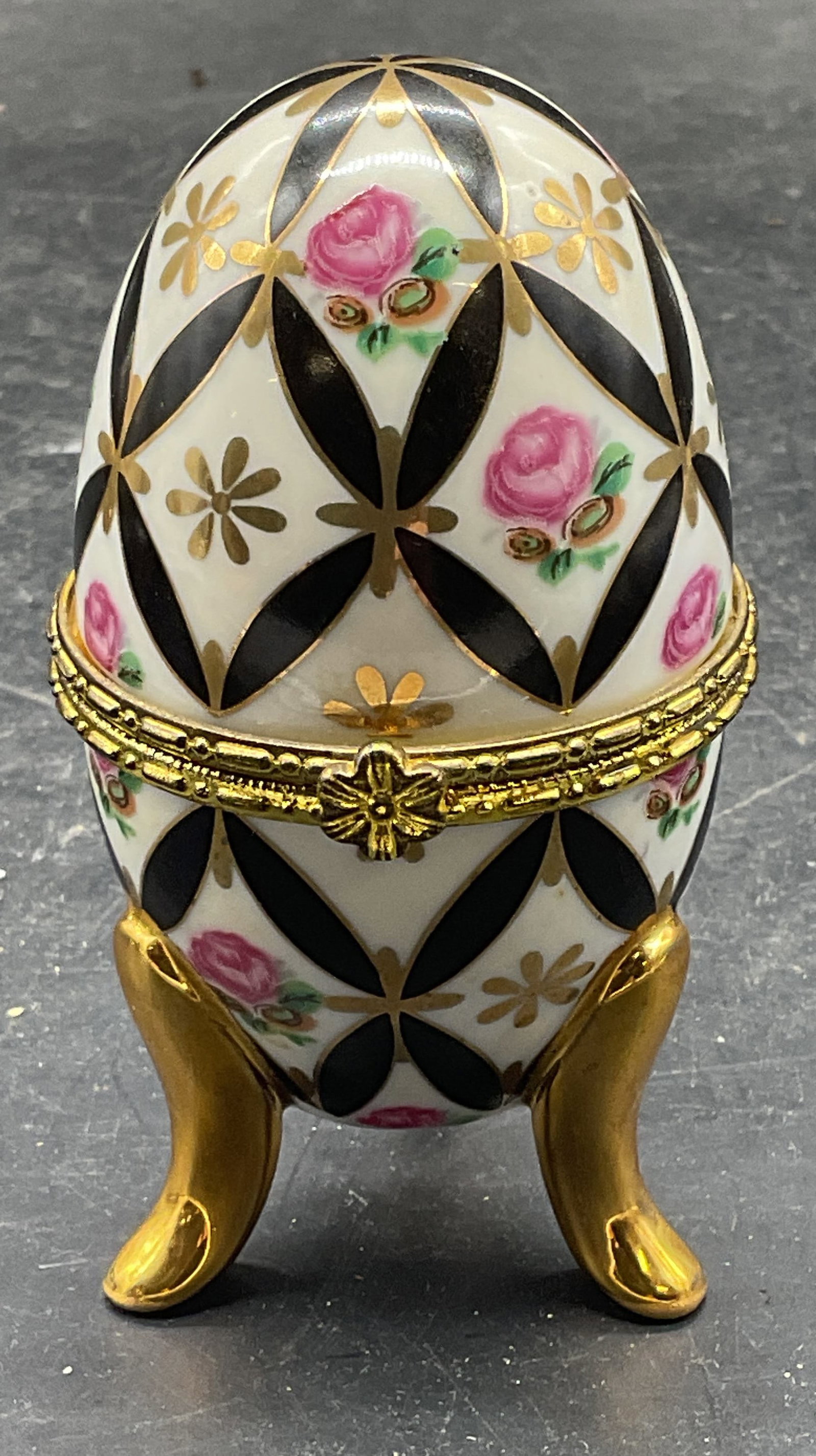 Floral Porcelain Footed Egg Trinket Box (1 of 6)