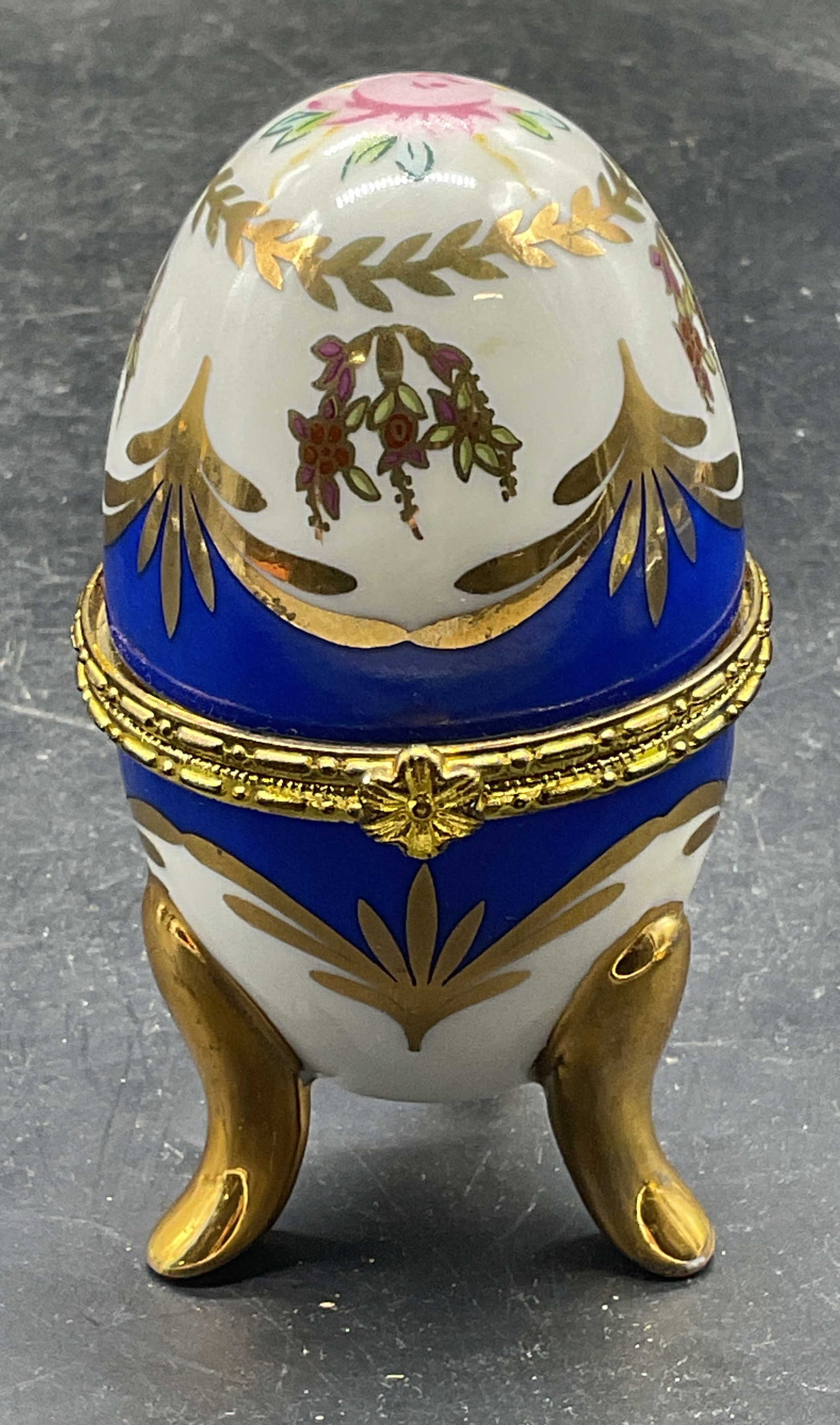 Floral Porcelain Footed Egg Trinket Box (1 of 6)