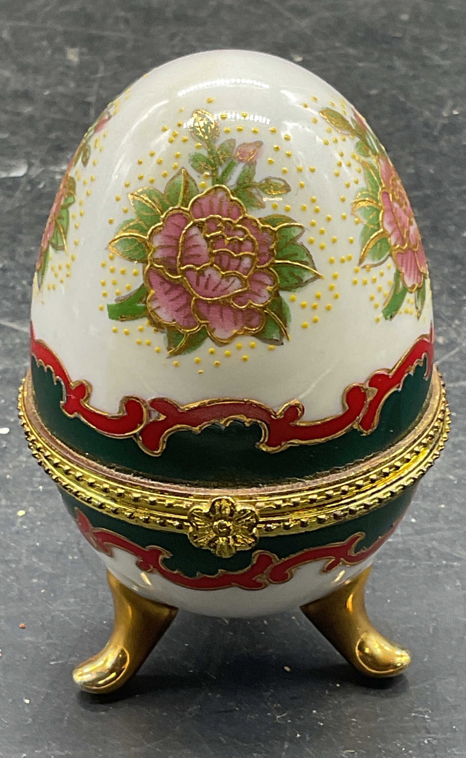 Floral Porcelain Footed Egg Trinket Box (1 of 6)
