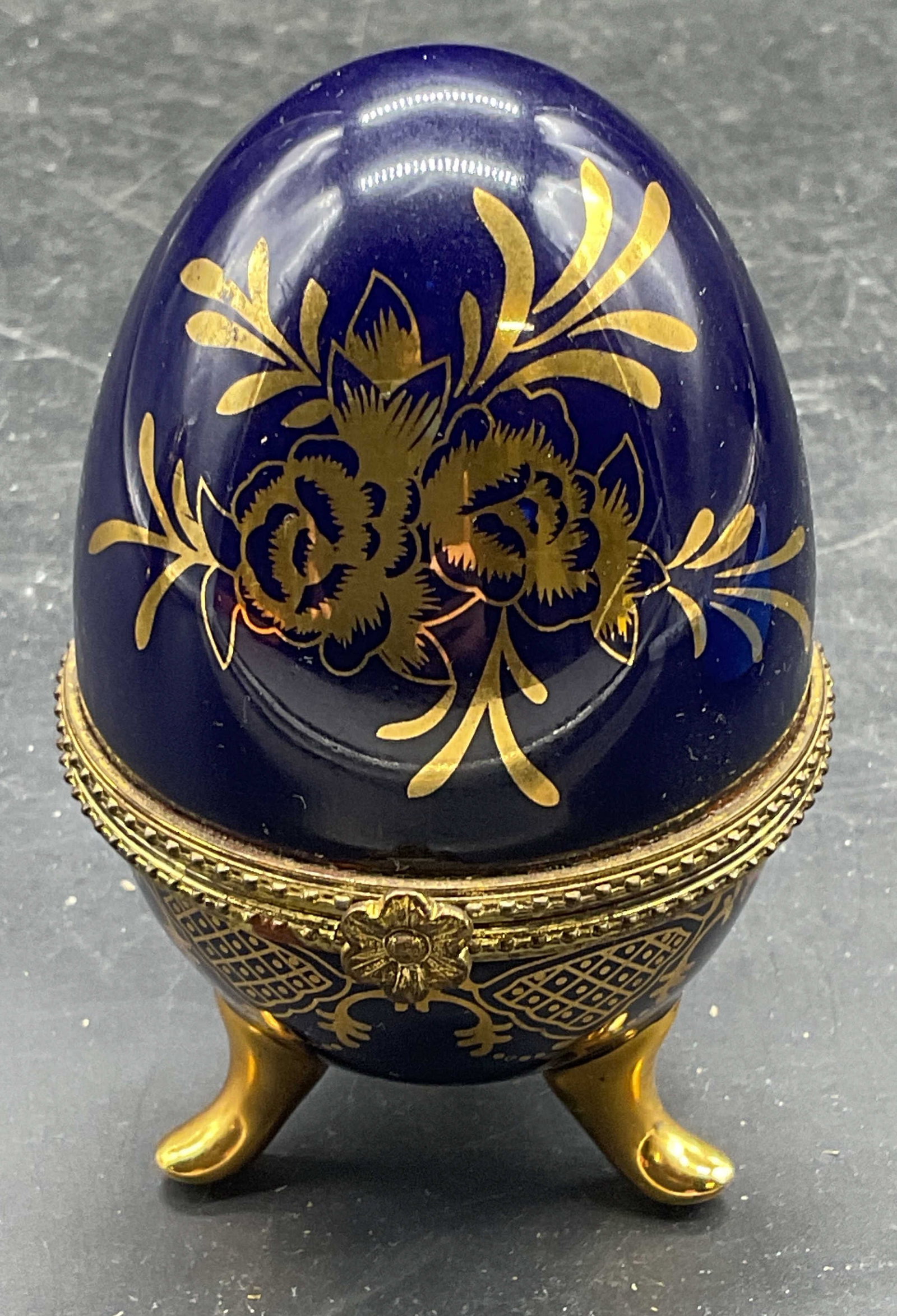 Floral Porcelain Footed Egg Trinket Box (1 of 6)