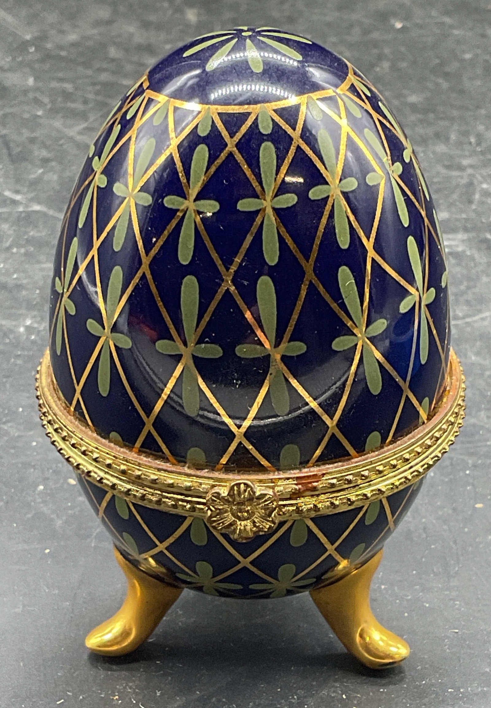 Floral Porcelain Footed Egg Trinket Box (1 of 6)